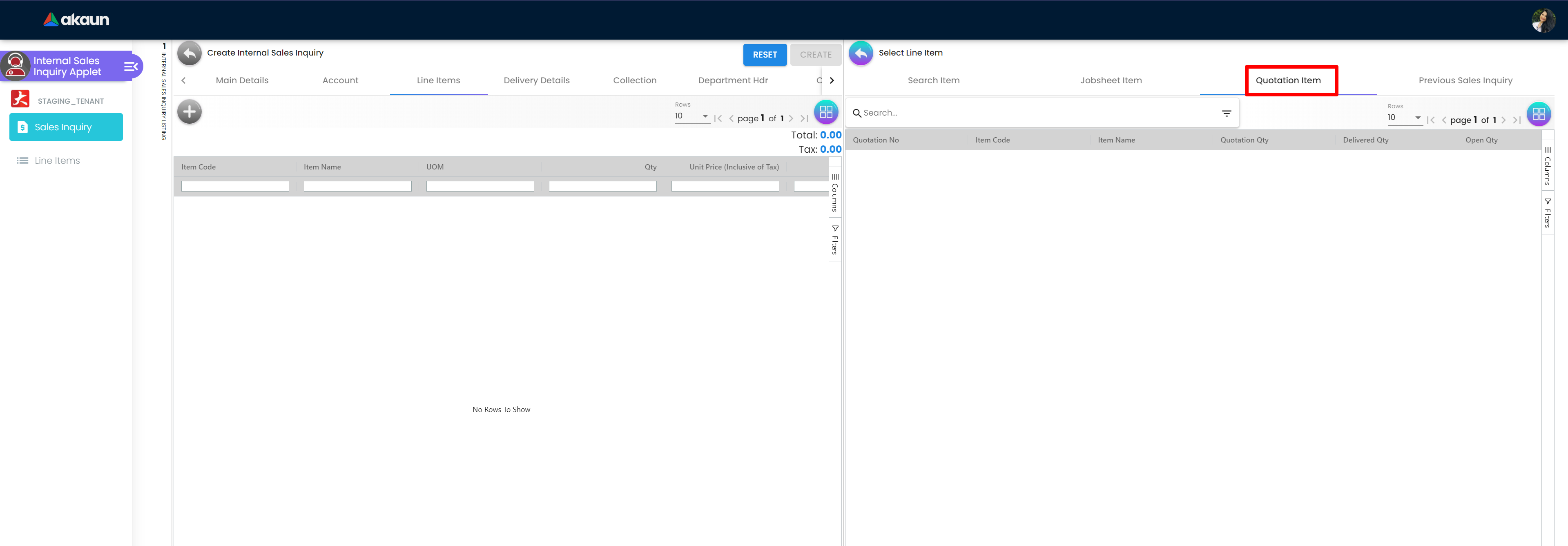 InternalSalesInquiryApplet-Create-SelectLineItem-QuotationItem