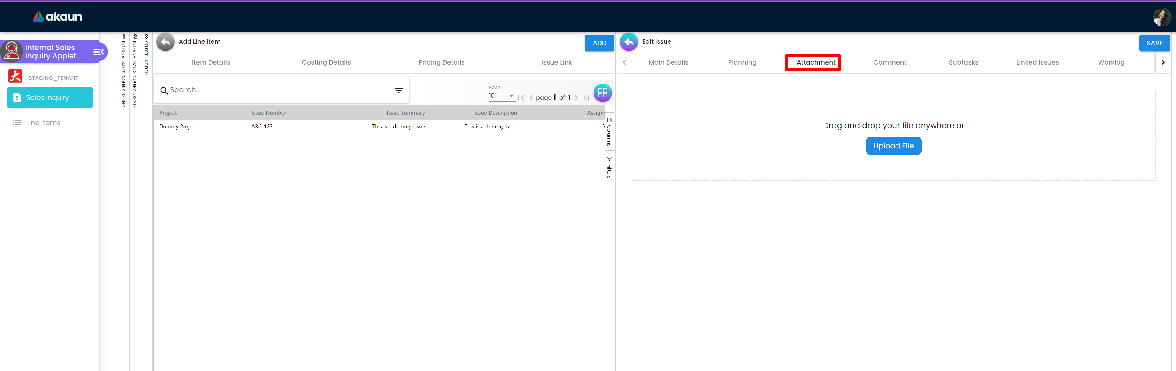 InternalSalesInquiryApplet-Create-SelectLineItem-SearchItem-SelectLineItem-IssueLink-EditIssue-Attachment