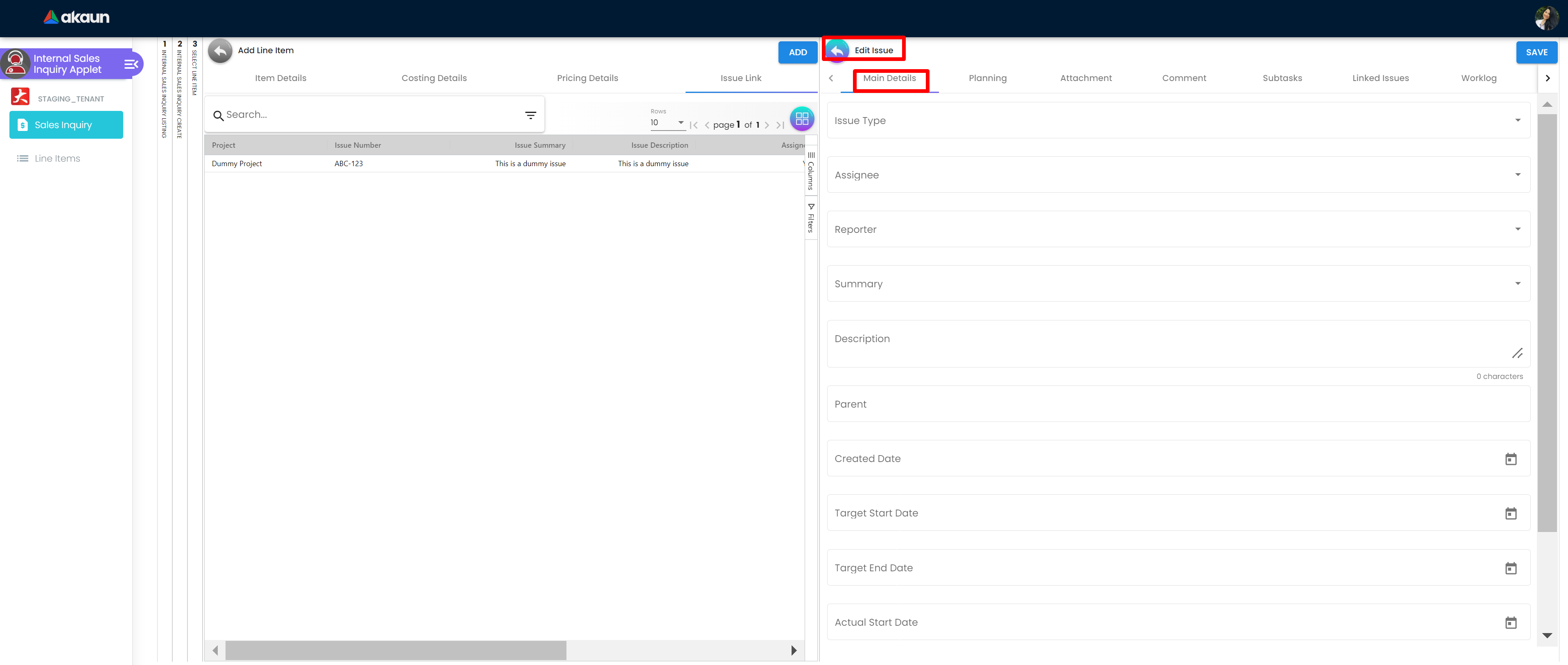 InternalSalesInquiryApplet-Create-SelectLineItem-SearchItem-SelectLineItem-IssueLink-EditIssue-MainDetails