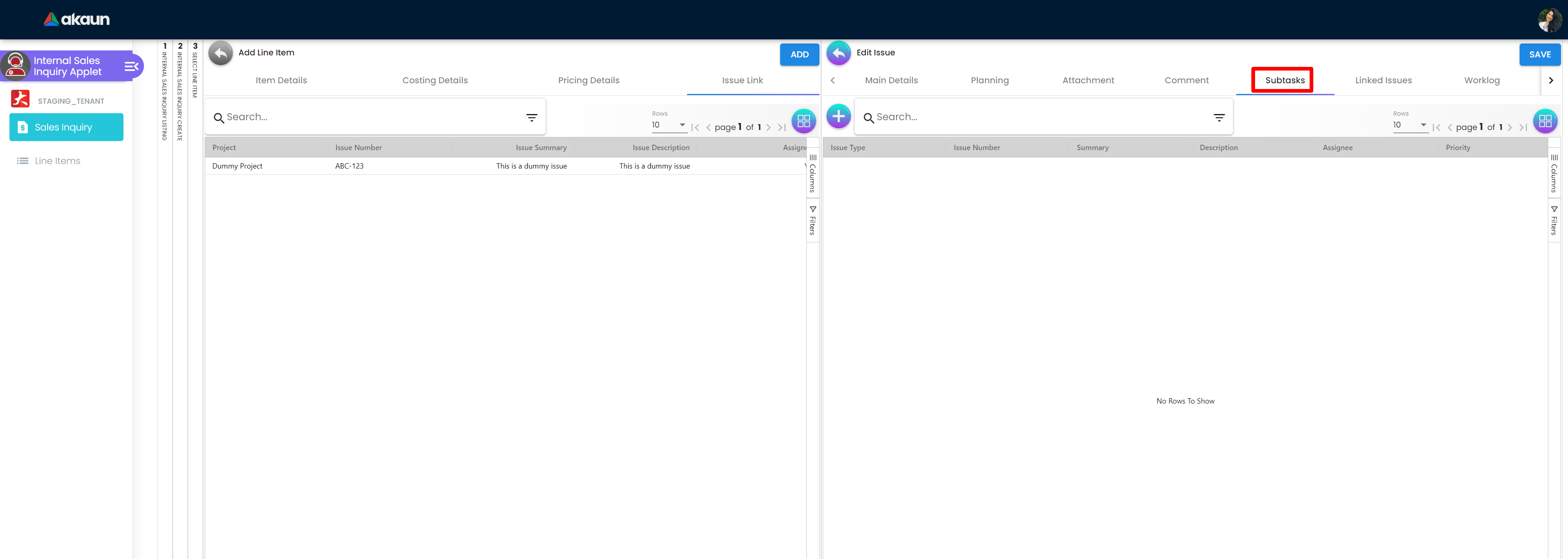 InternalSalesInquiryApplet-Create-SelectLineItem-SearchItem-SelectLineItem-IssueLink-EditIssue-Subtasks