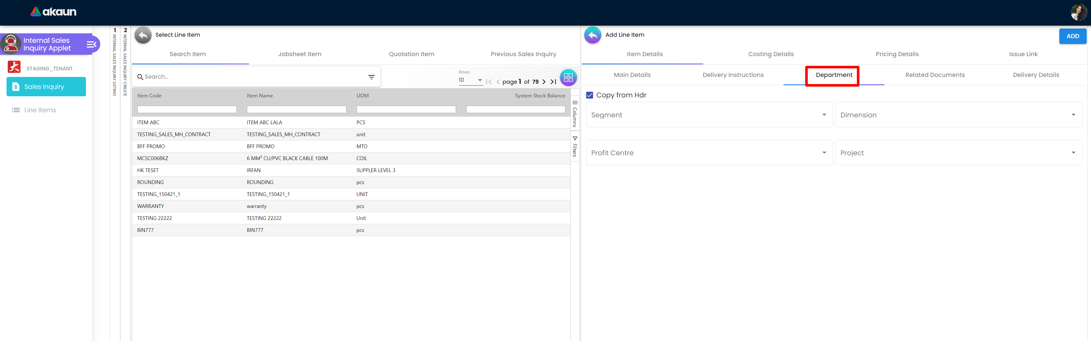 InternalSalesInquiryApplet-Create-SelectLineItem-SearchItem-SelectLineItem-ItemDetails-Department