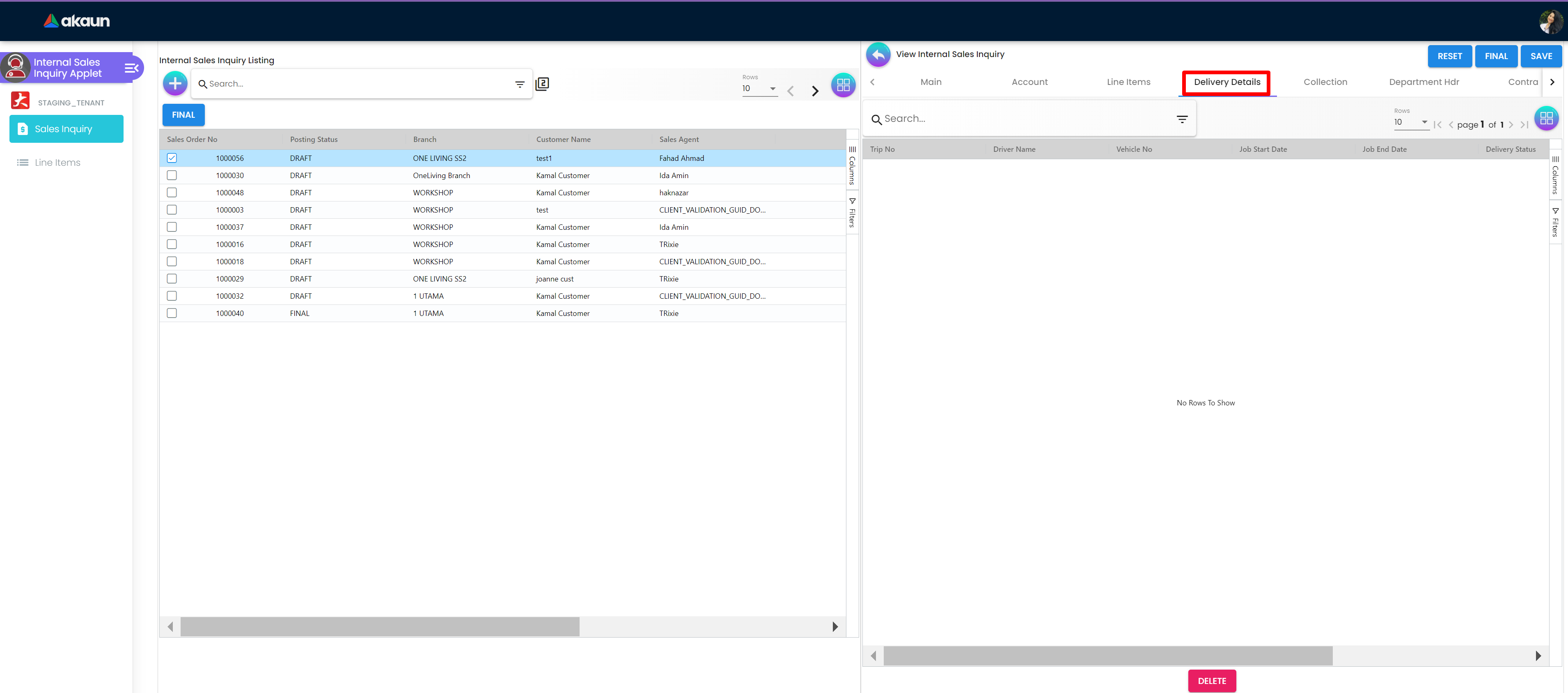 InternalSalesInquiryApplet-View-DeliveryDetails