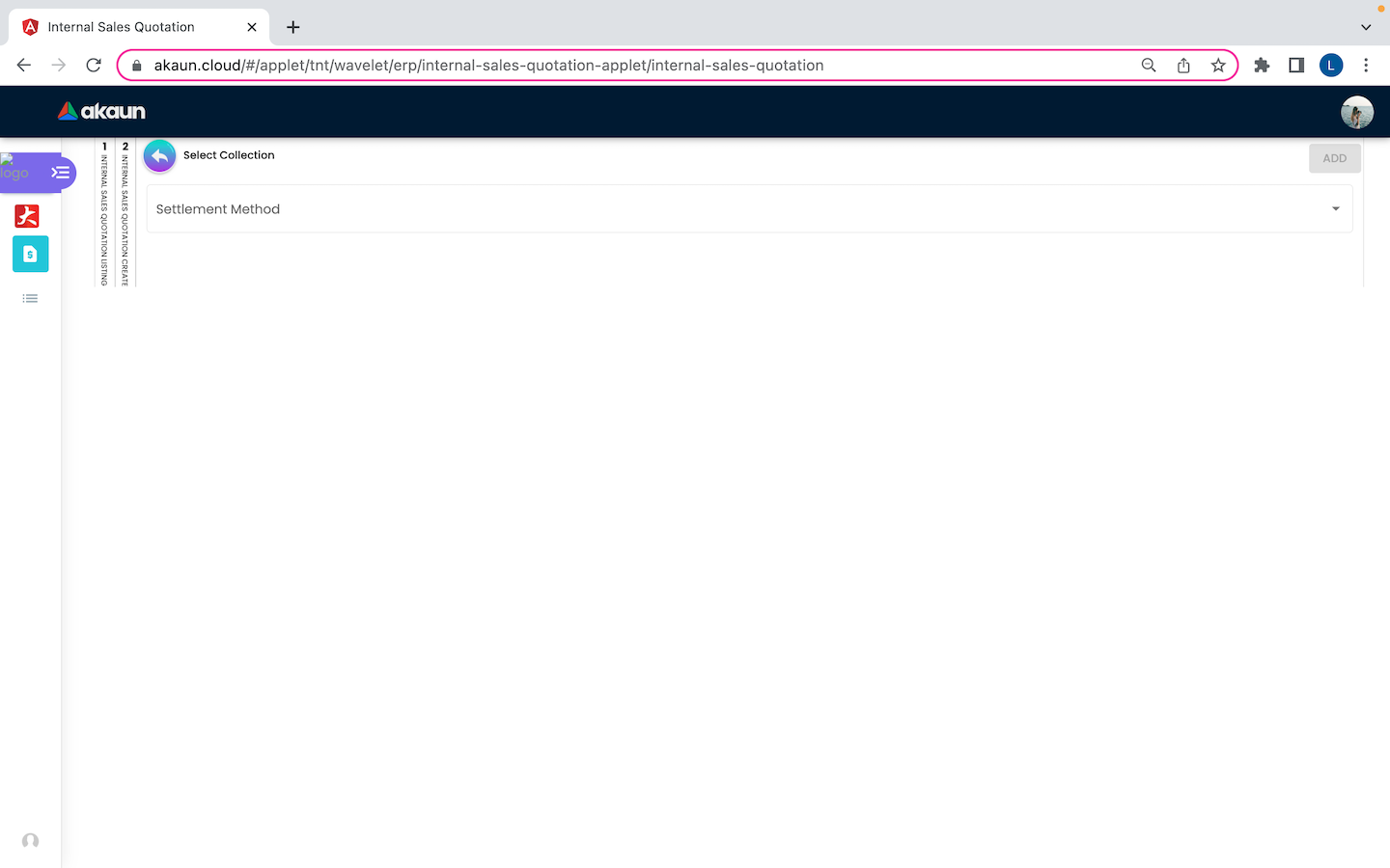 CreateInternalSalesQuotation Collection SelectCollection