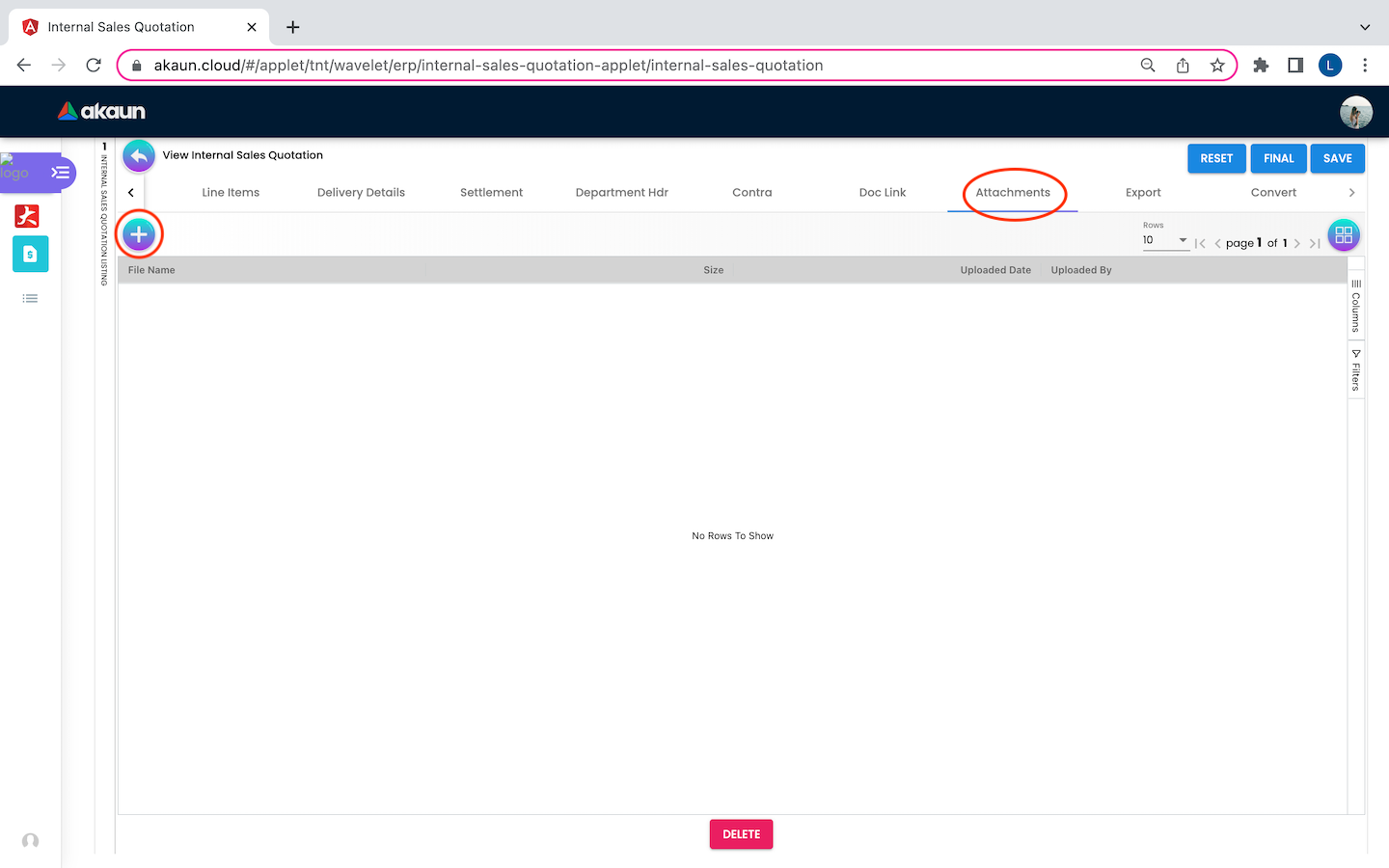 ViewInternalSalesQuotation Attachments