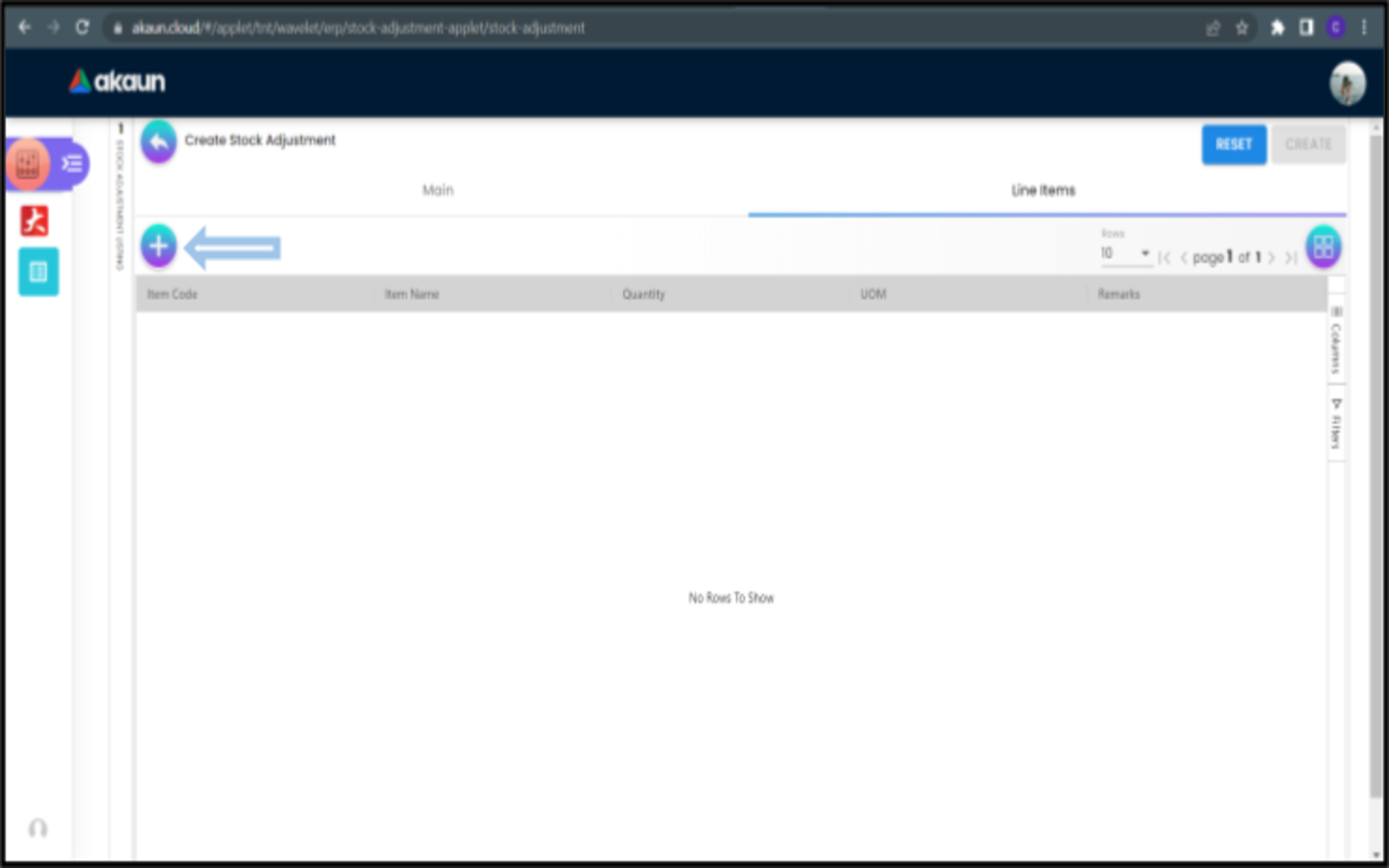 CreateStockAdjustment LineItems 1