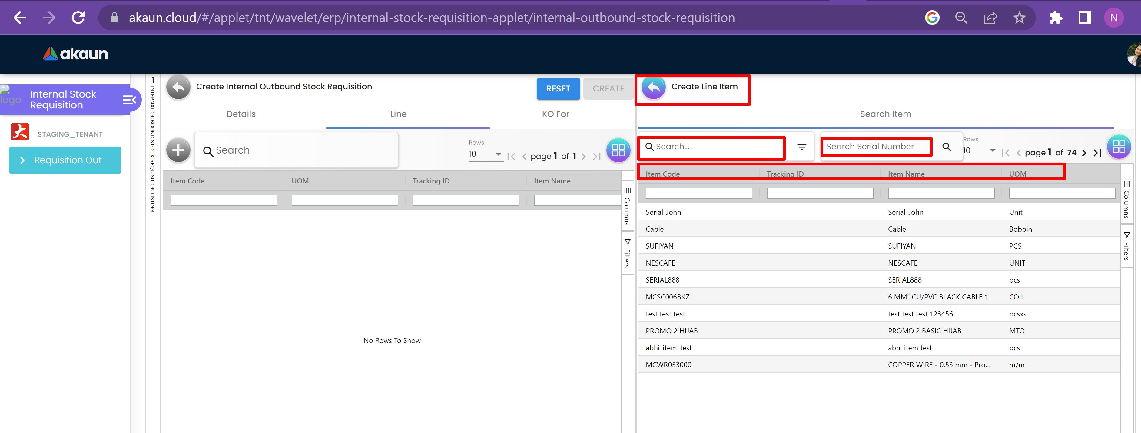 Create Line Item