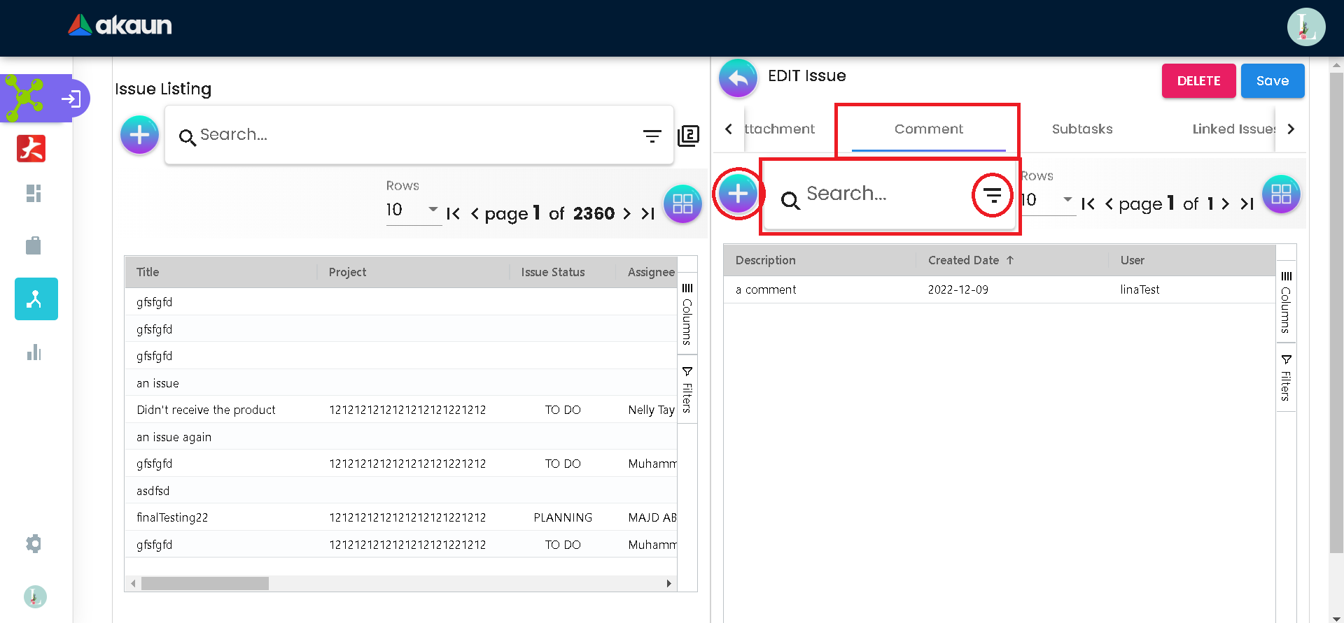 Edit Comment Tab