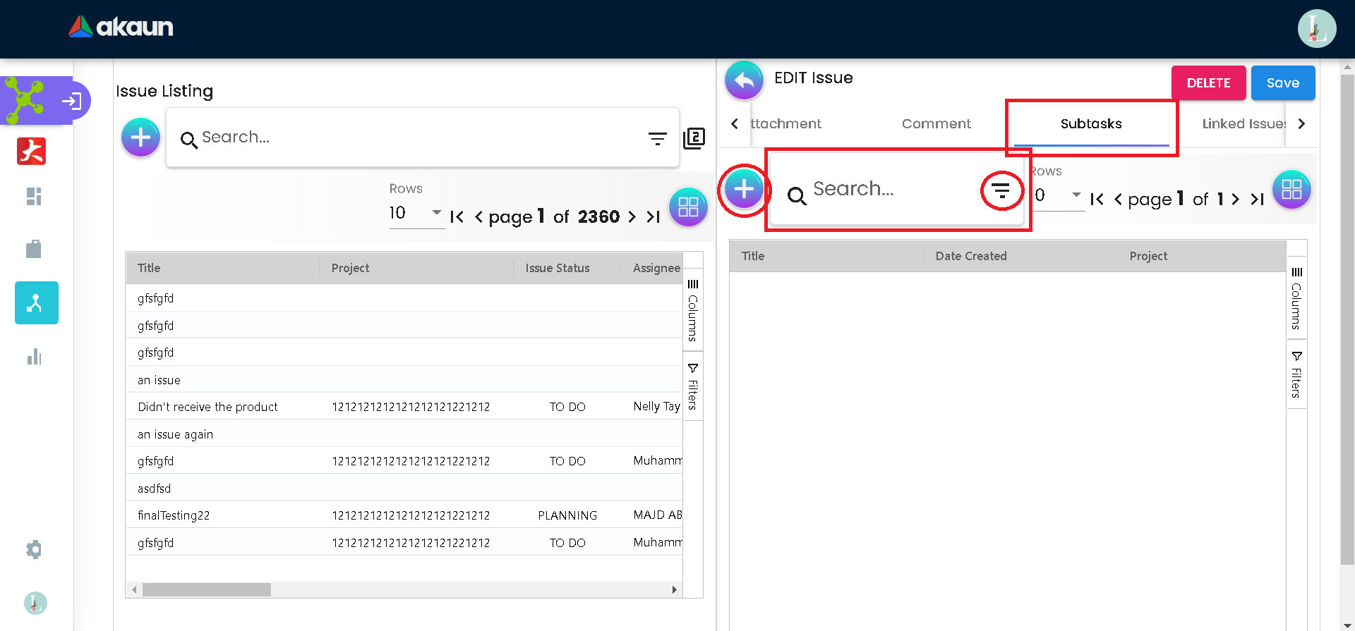 Edit Subtasks