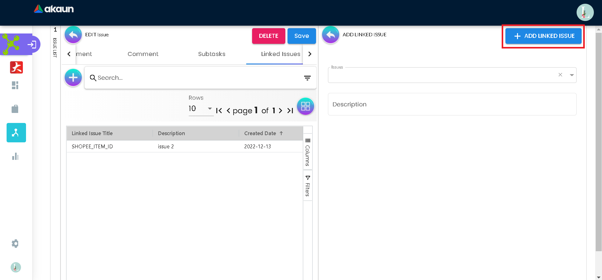 Issue Edit Linked Issues