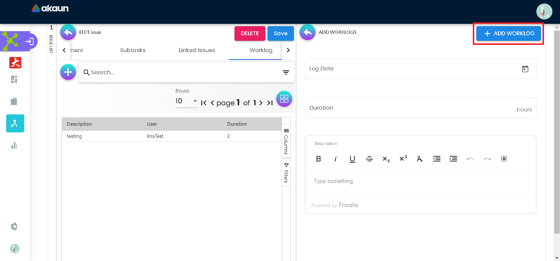 Edit Issue Worklog