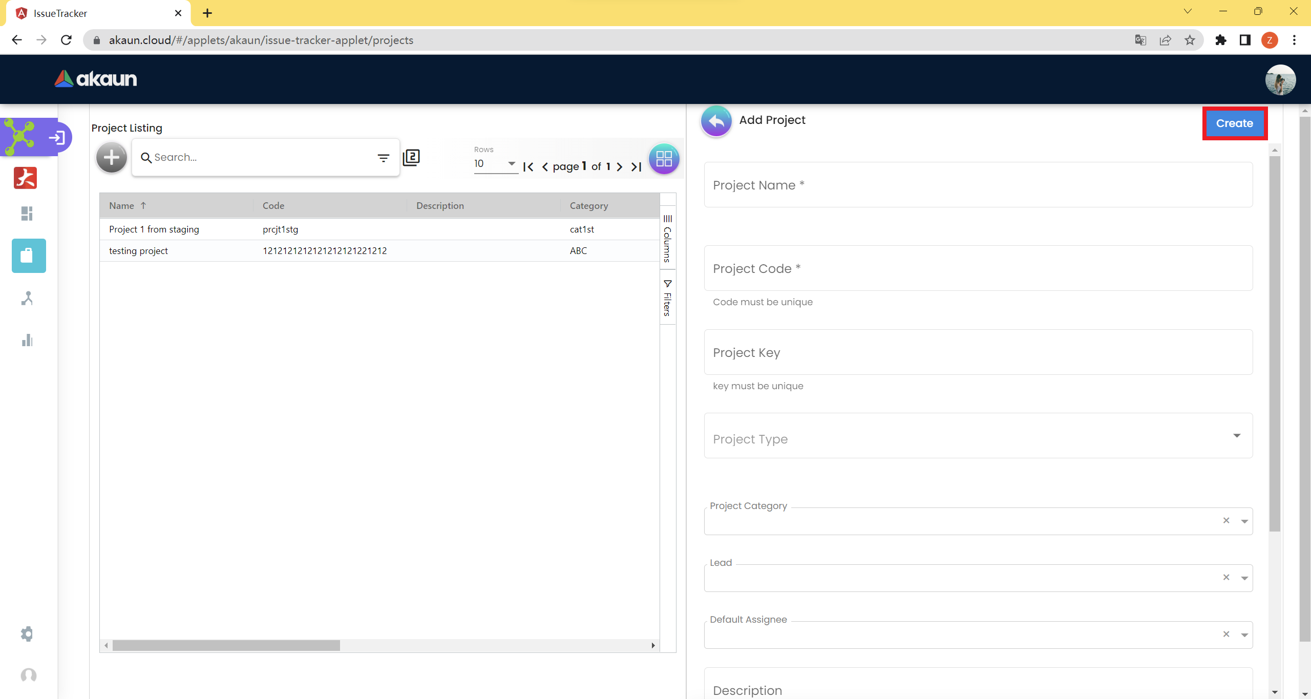 Create Projects Table