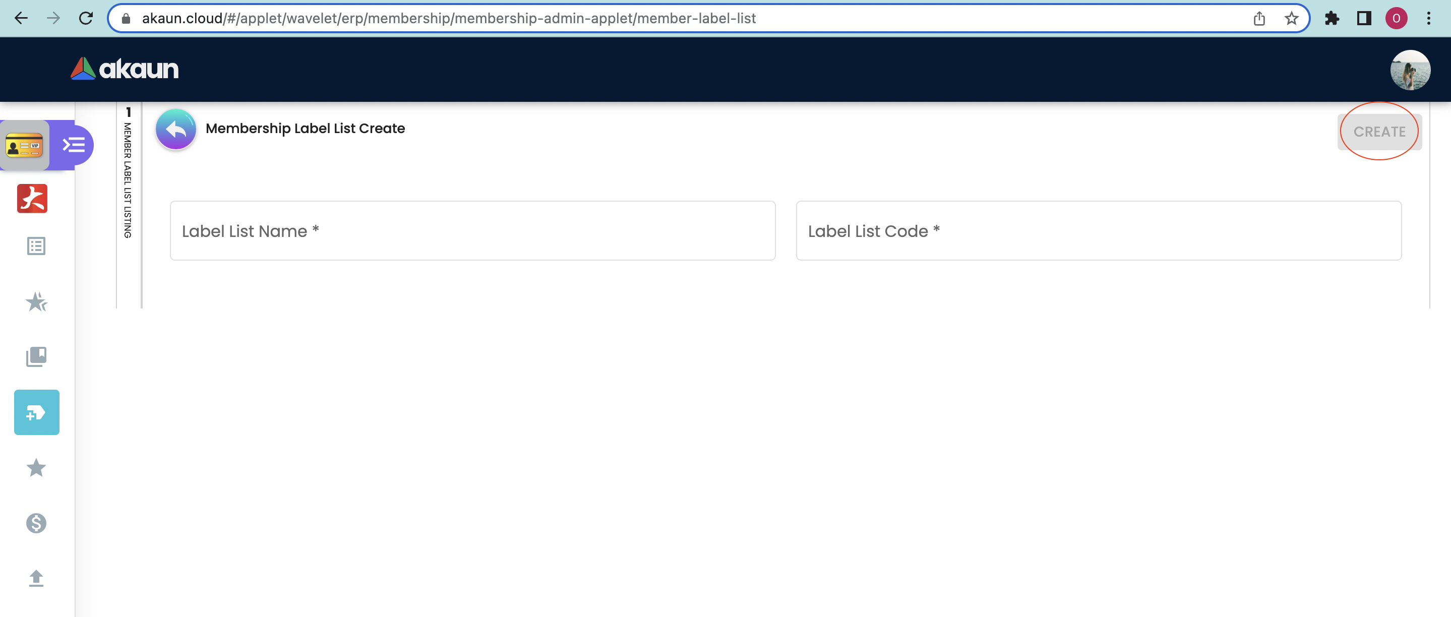 Create Membership Label List