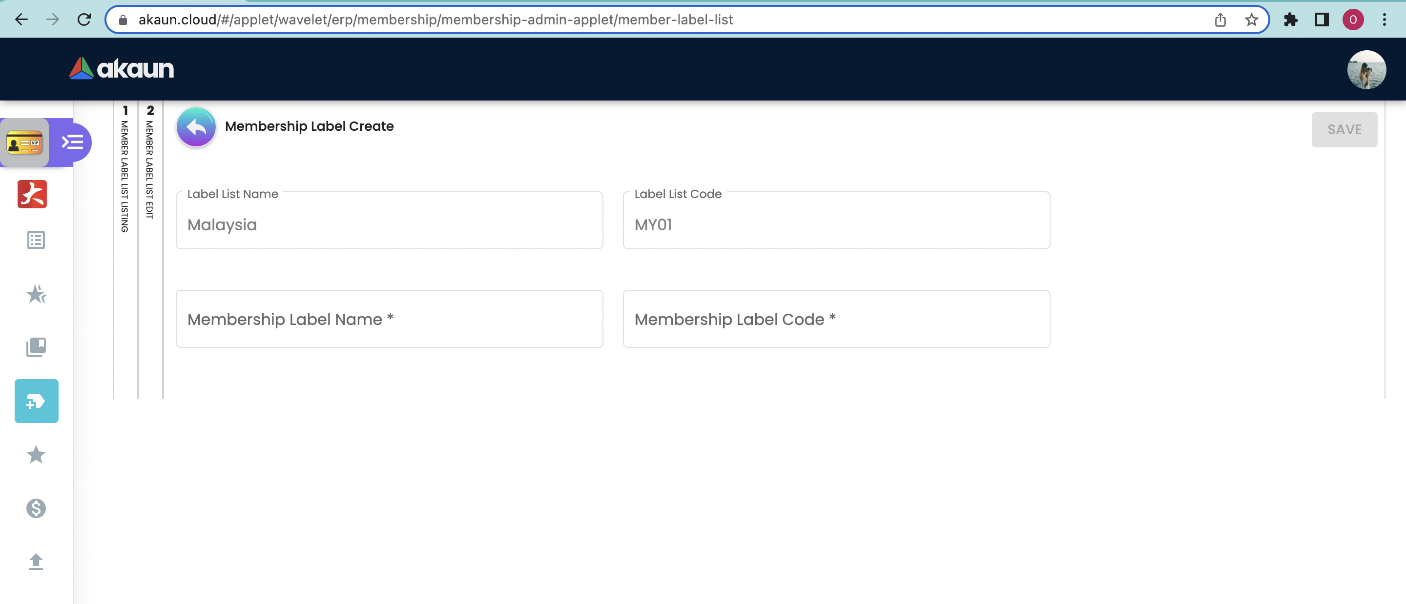 Edit Membership Label List Labels