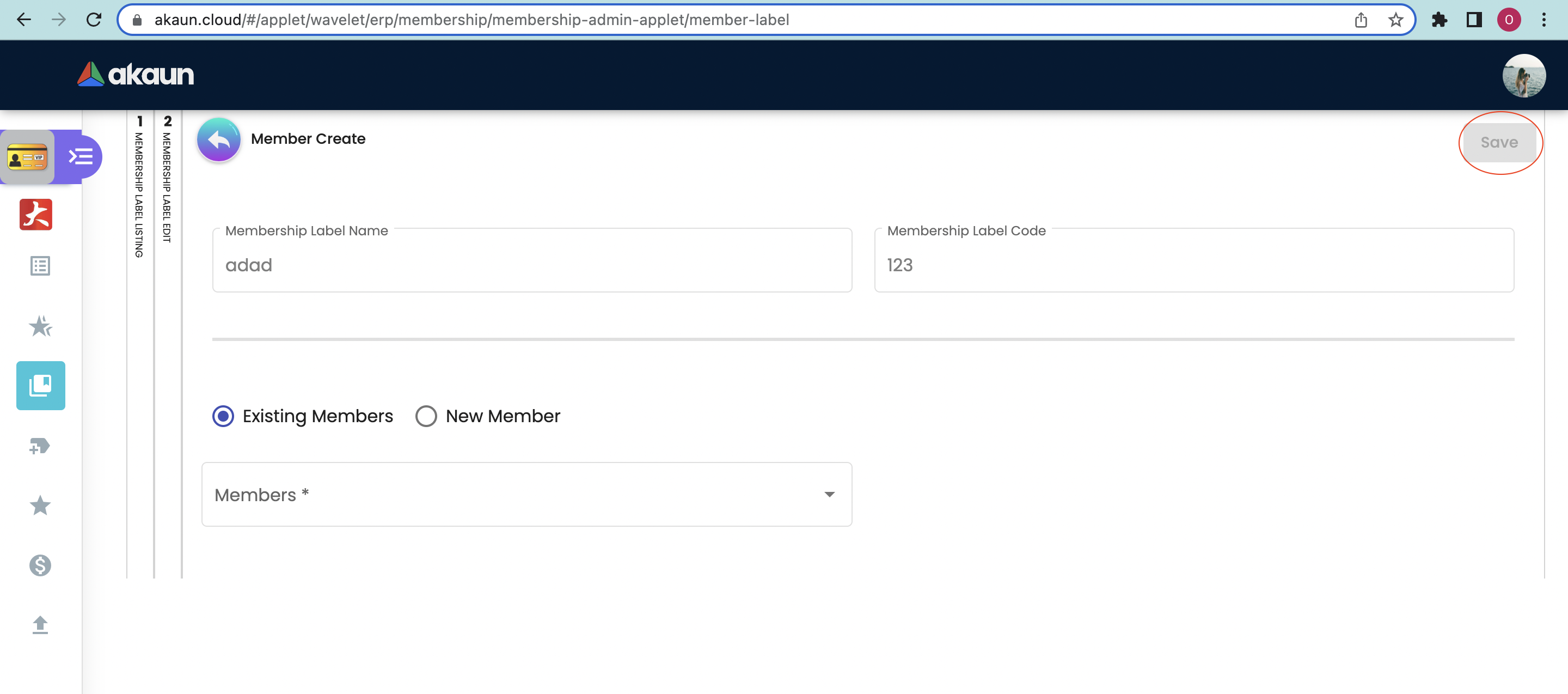 Edit Membership Label Member