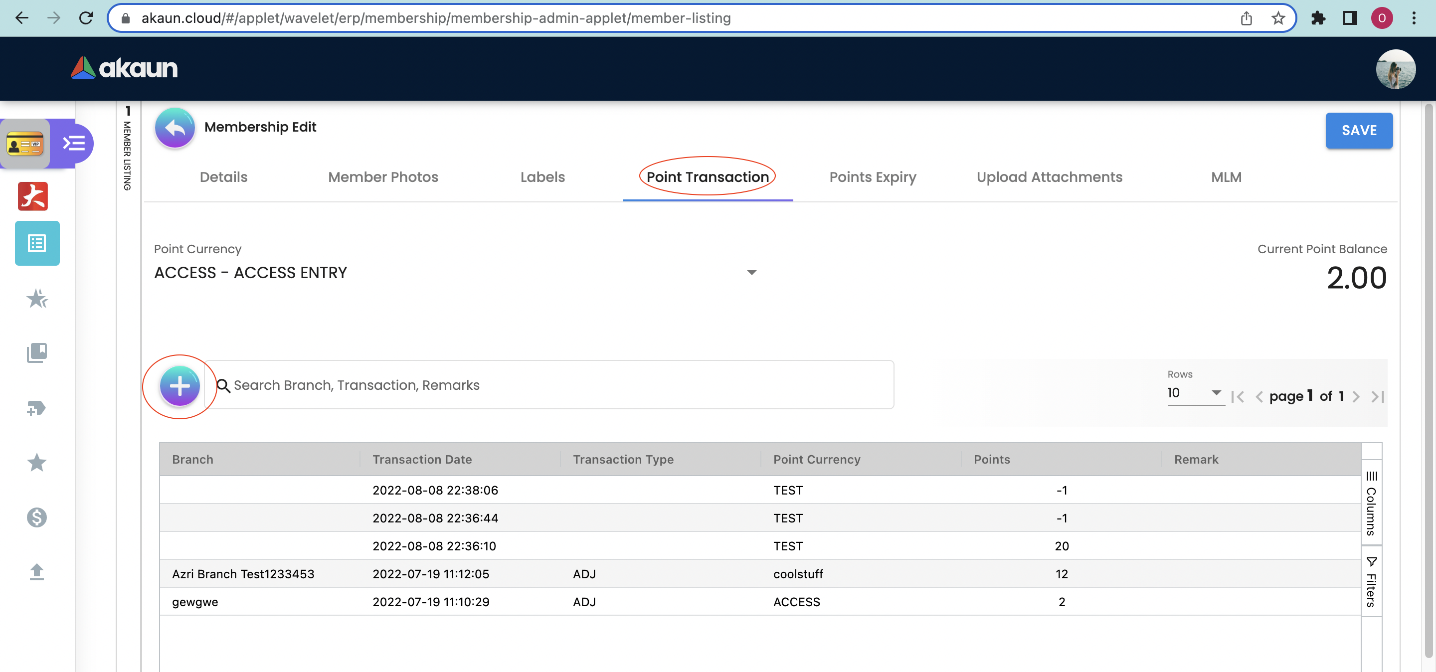 Edit Point Transaction