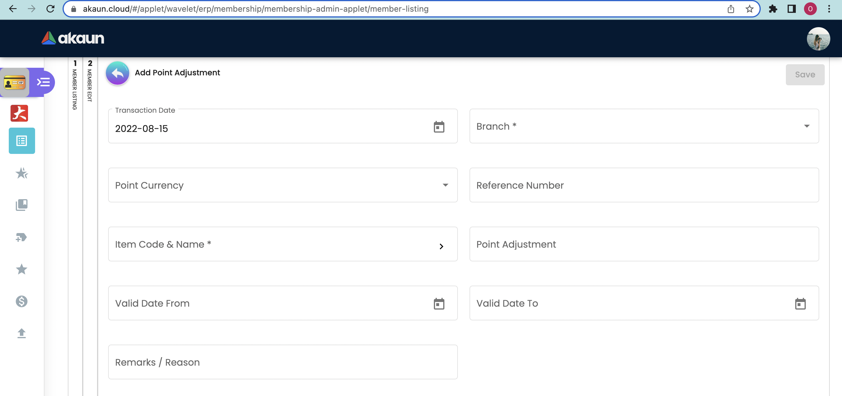 Edit Point Transaction