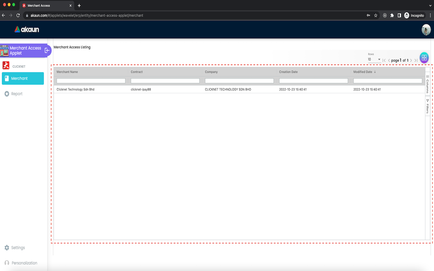 Merchant Merchant Access Listing