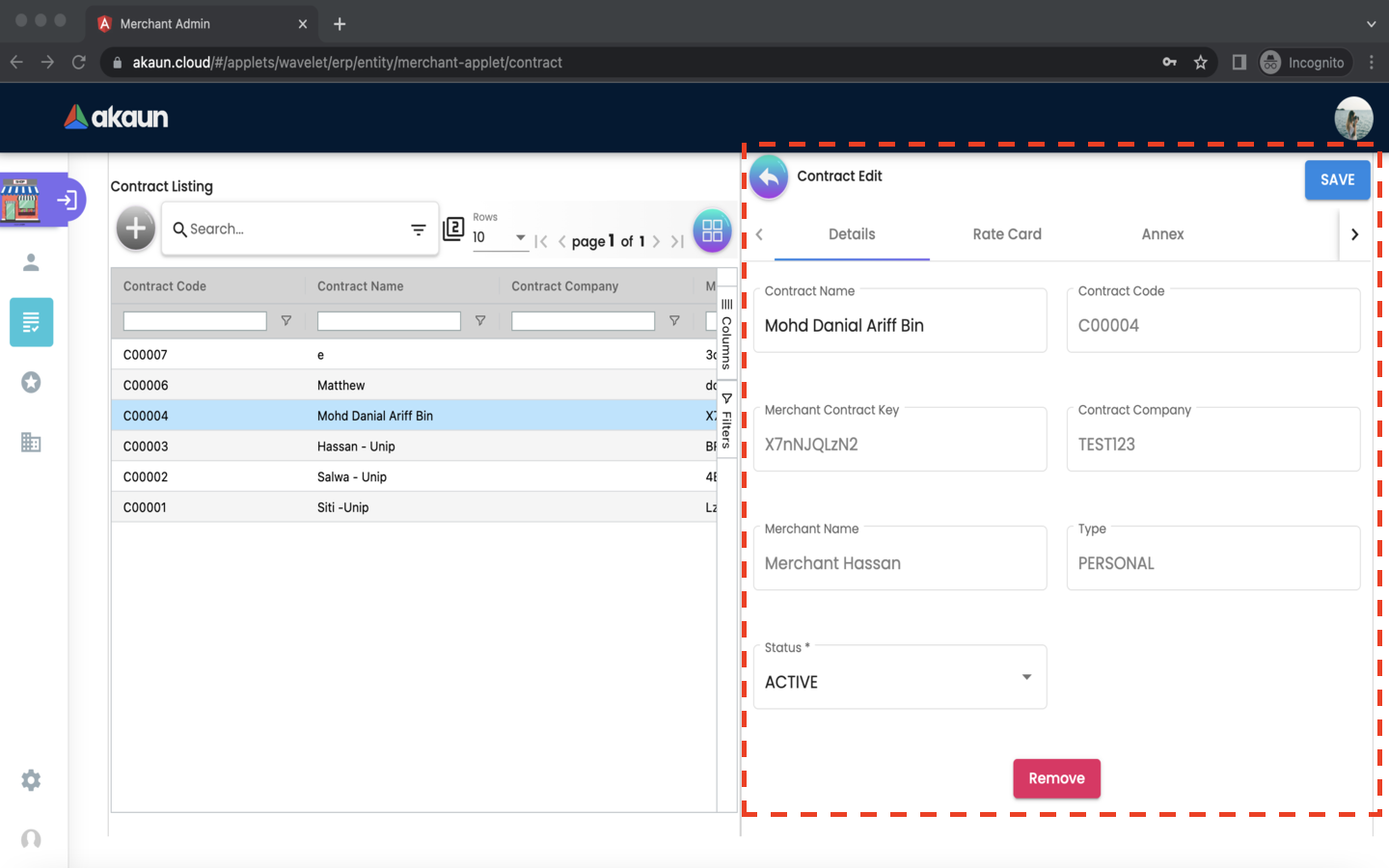 Contract EditContract Details