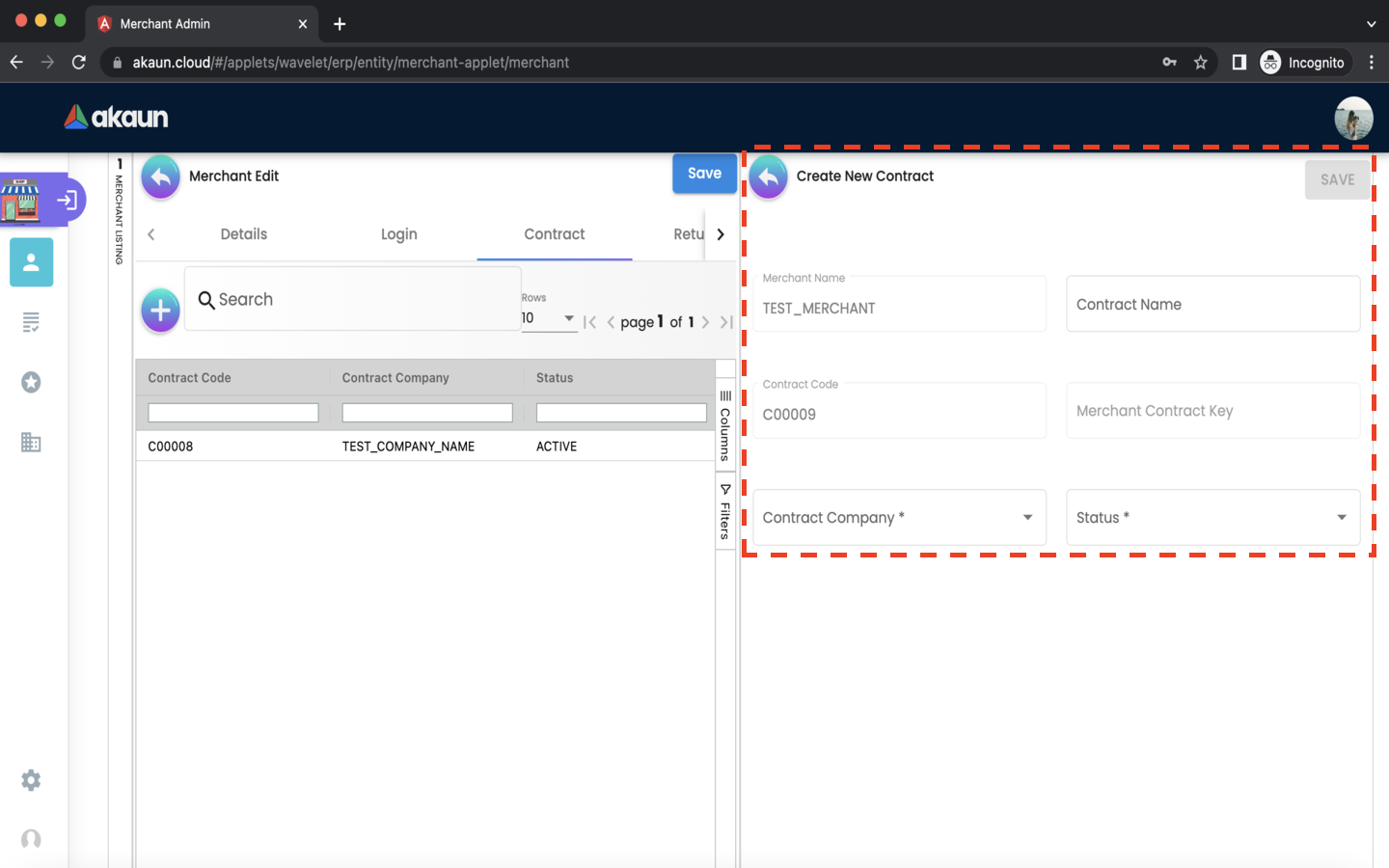 Merchant EditMerchant Contract ContractCreate