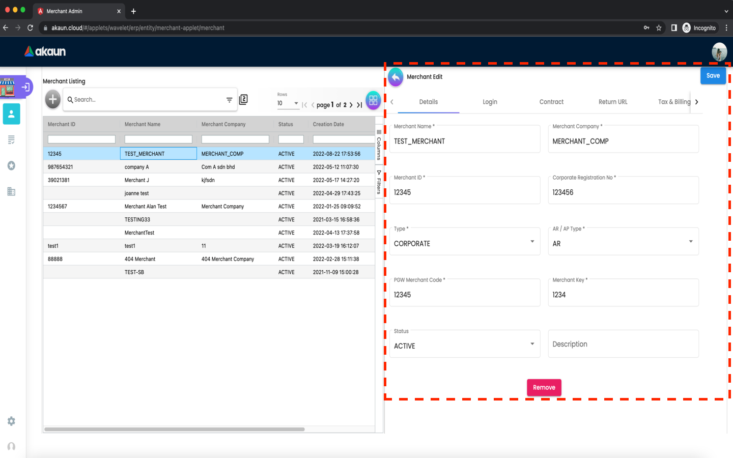 Merchant EditMerchant Details