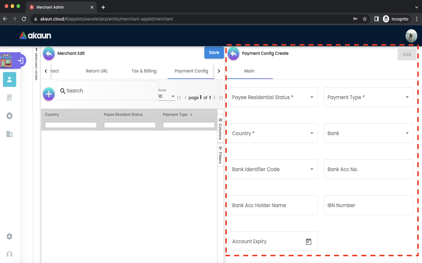 Merchant EditMerchant PaymentConfig PaymentConfigCreate