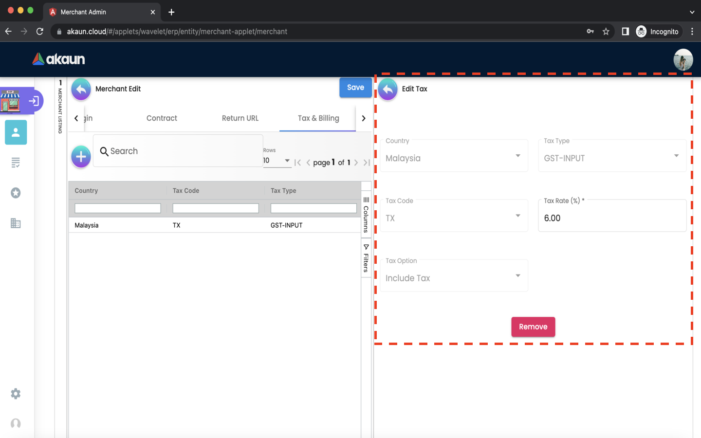Merchant EditMerchant Tax Billing Tax BillingEdit