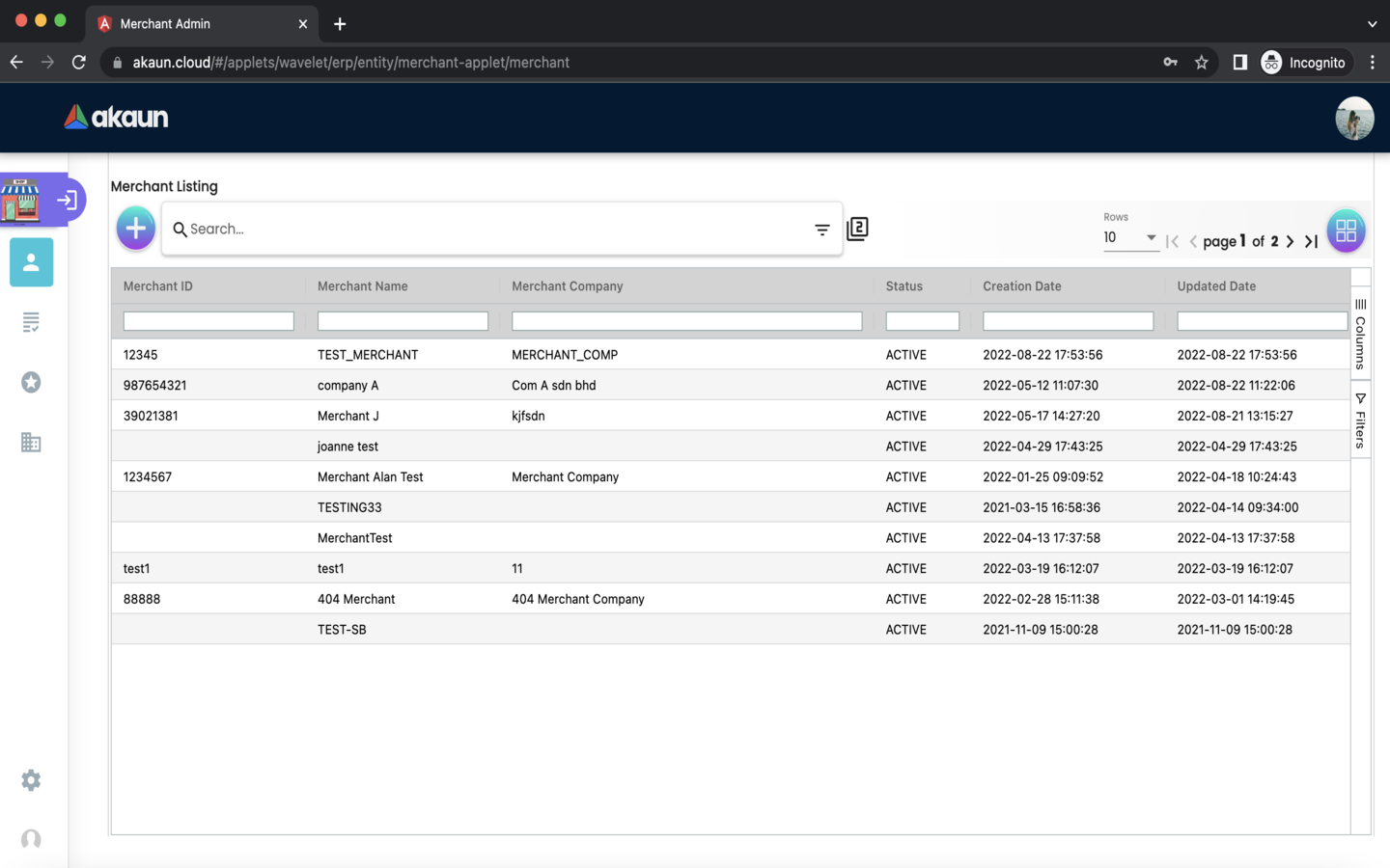 Merchant MerchantListing