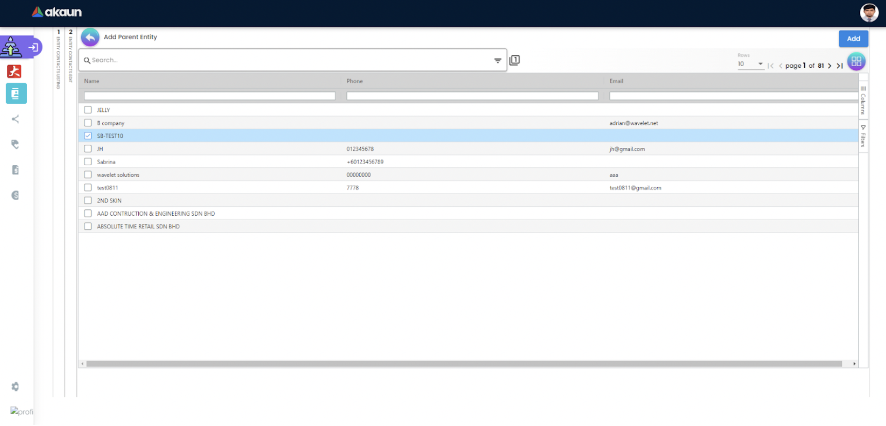 Add Parent Entity