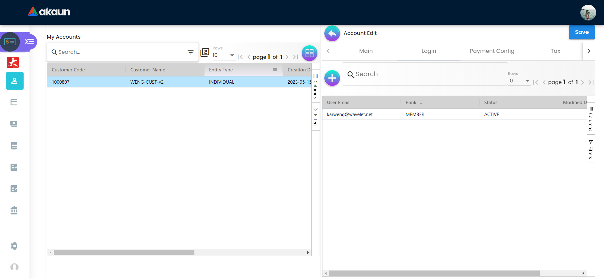 Login Tab - Listing