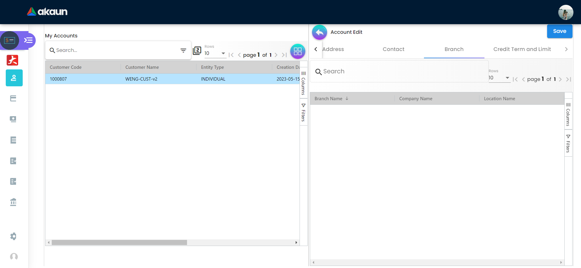Branch Tab