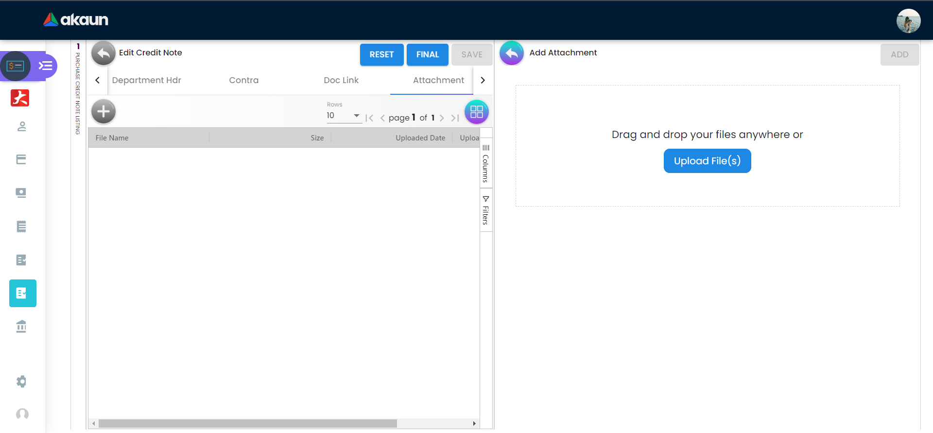 Attachment Tab - Add