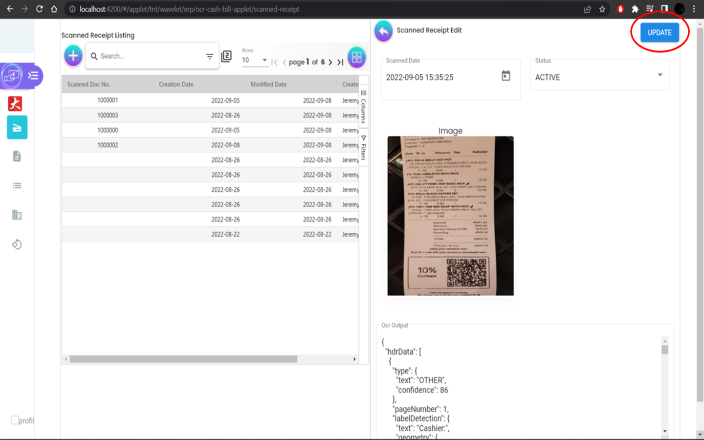 Scanned Receipt Edit