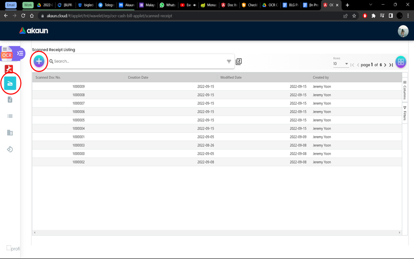 Scanned Receipt List Upon Load