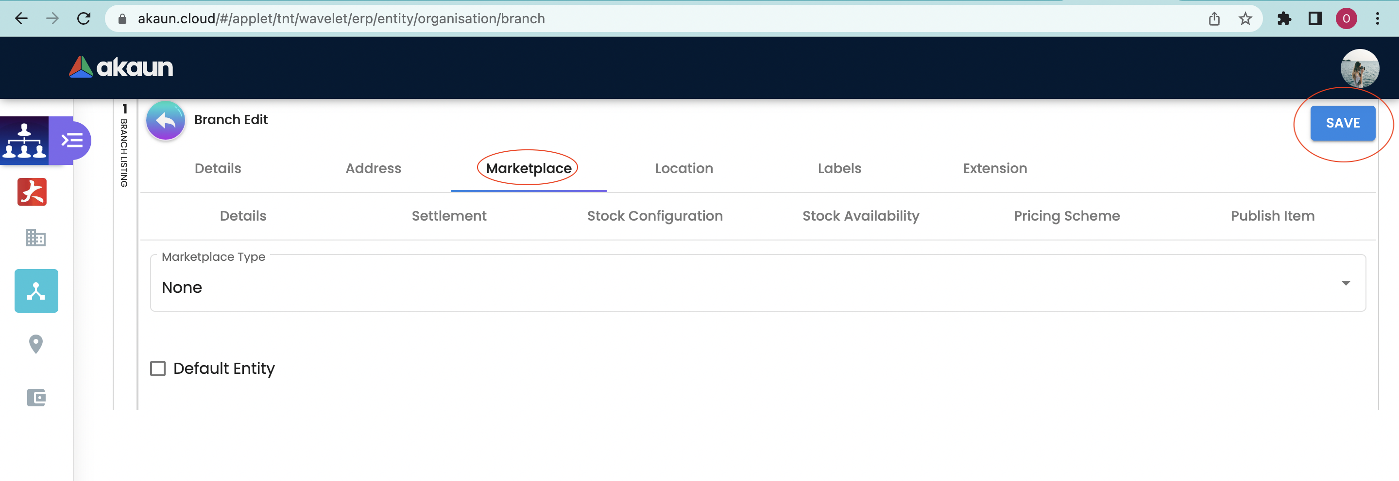 Edit Branch Marketplace