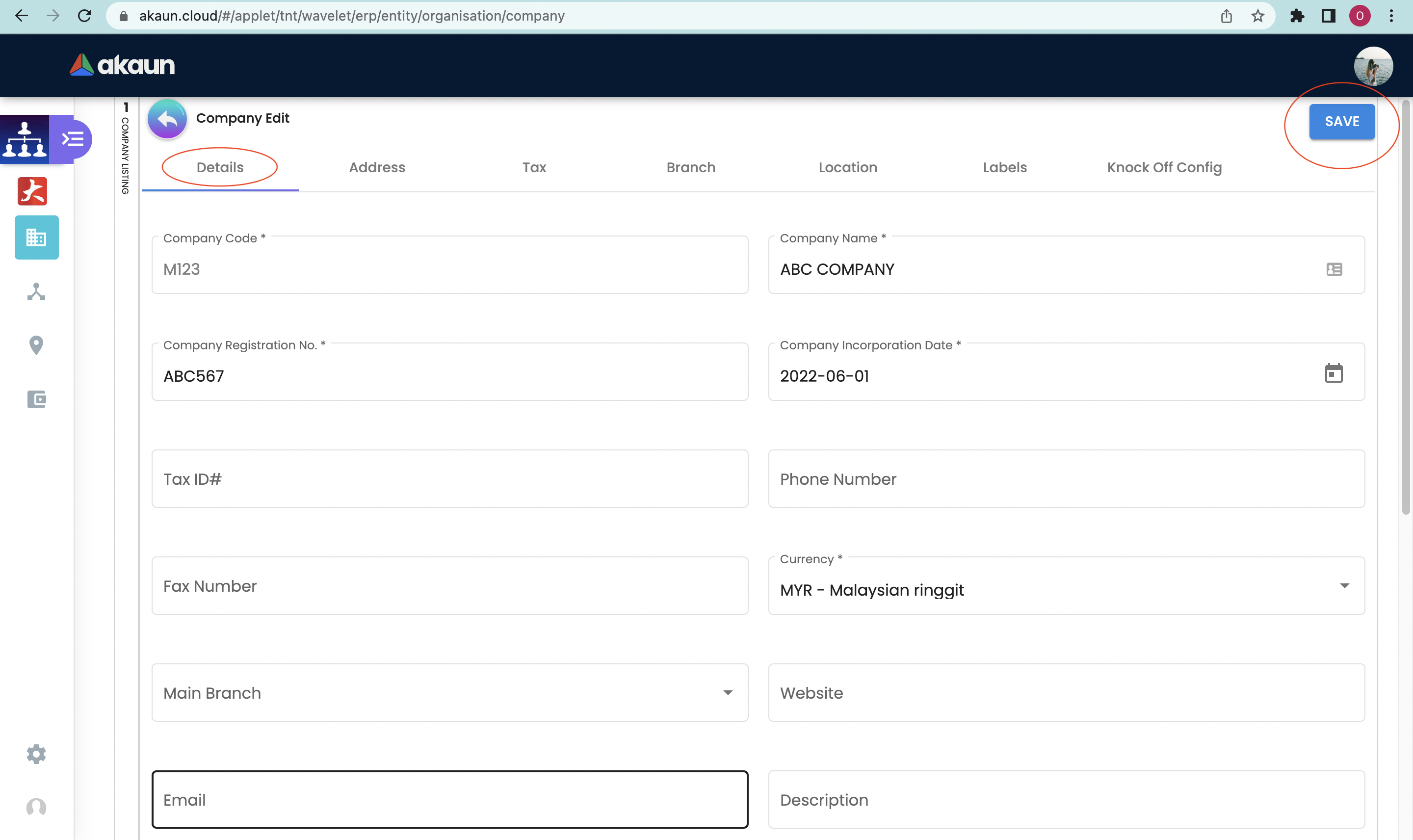 Edit Company Details
