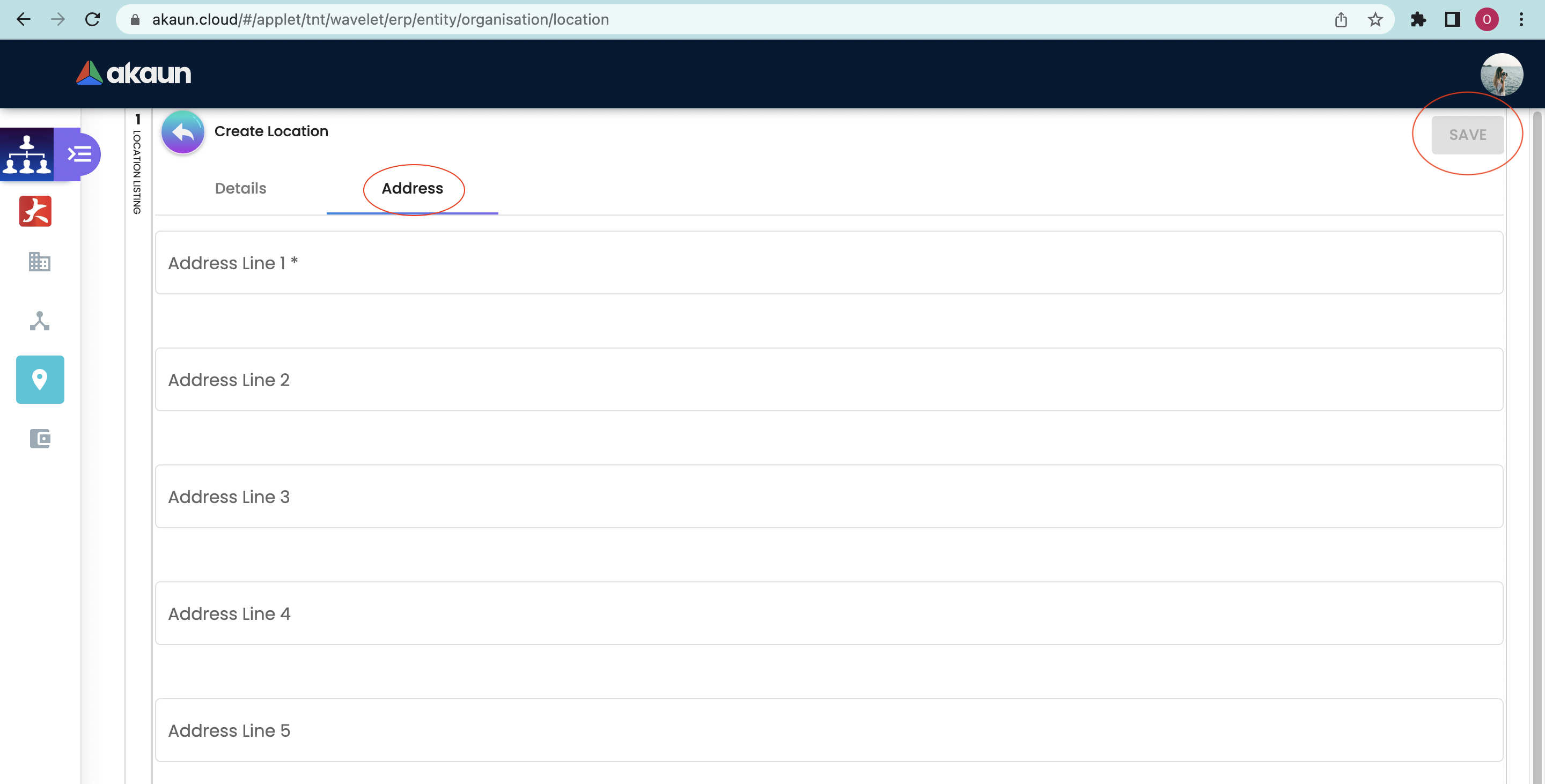 Create Location Address