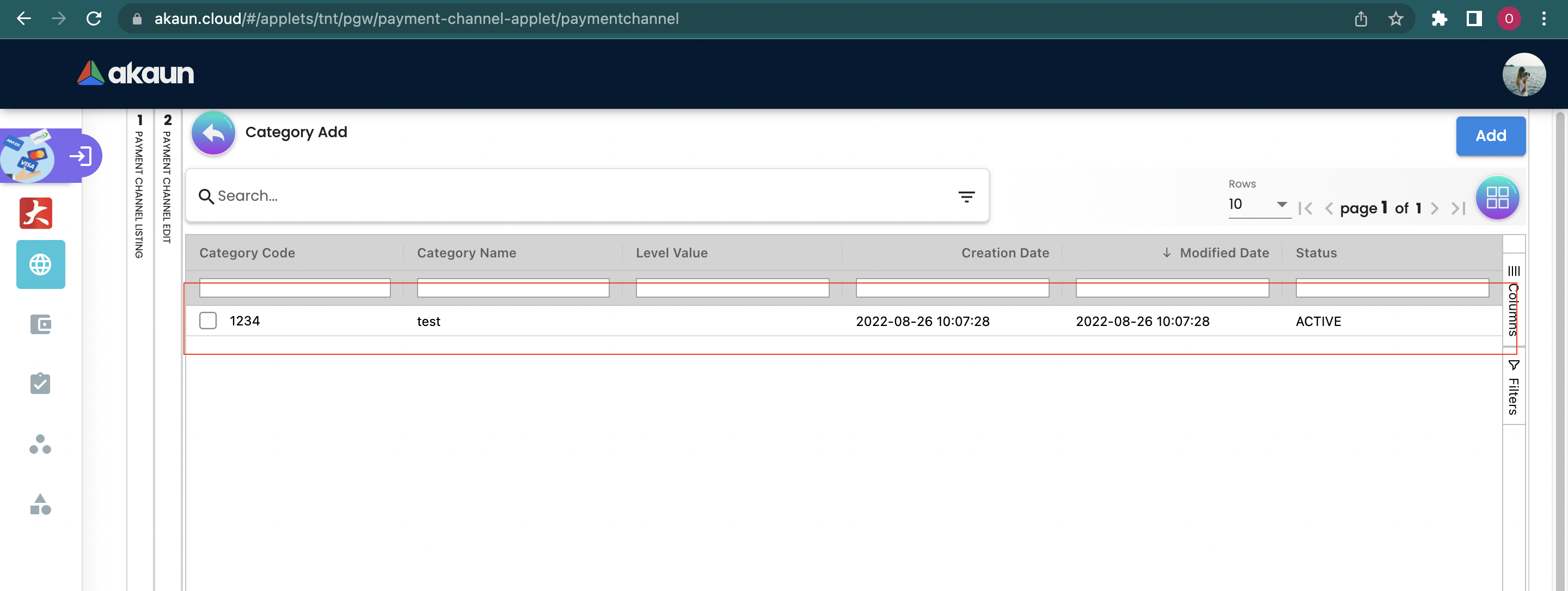 Edit Payment Channel Category