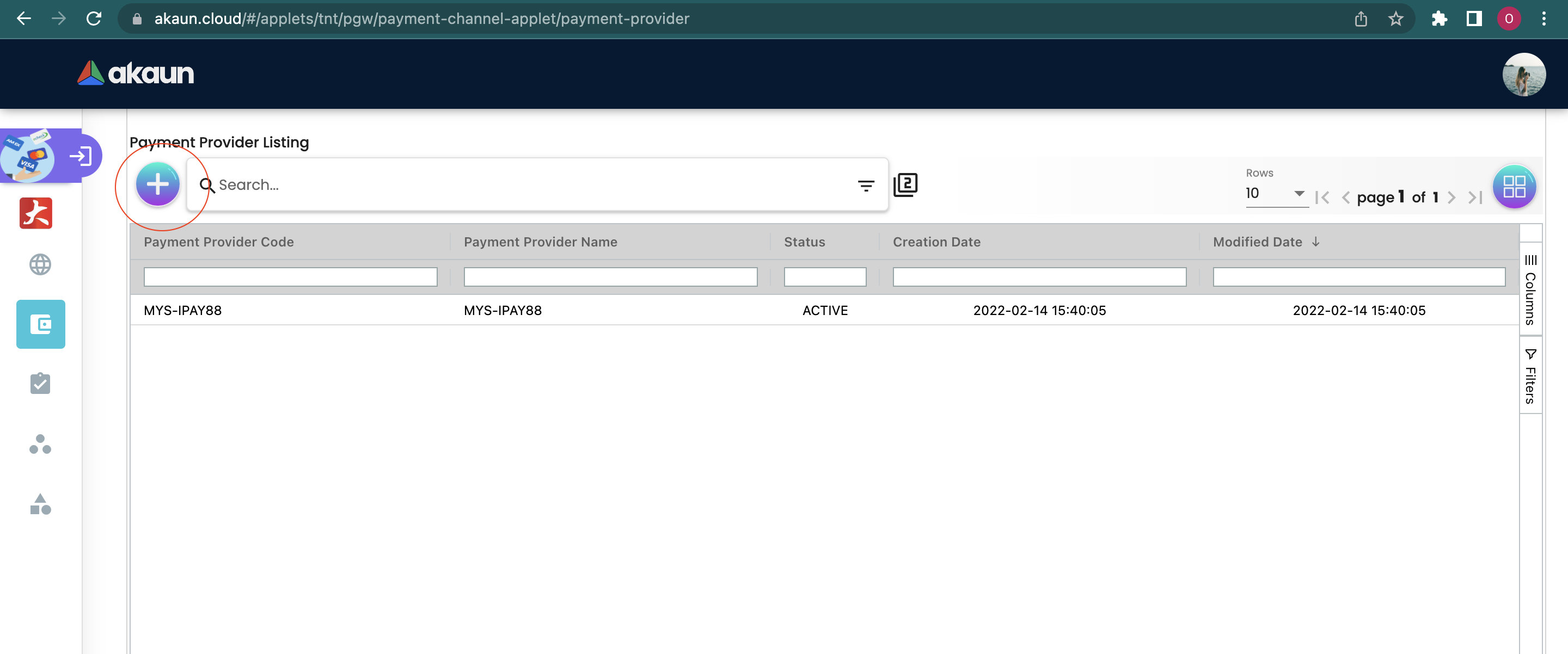 Payment Provider Listing Mainpage