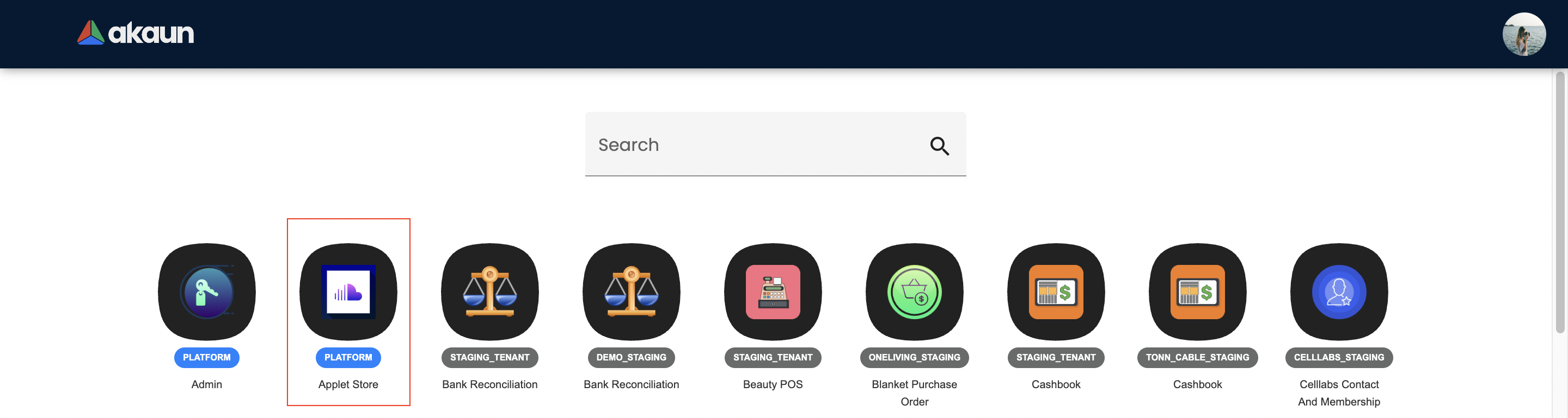 Akaun Main Page