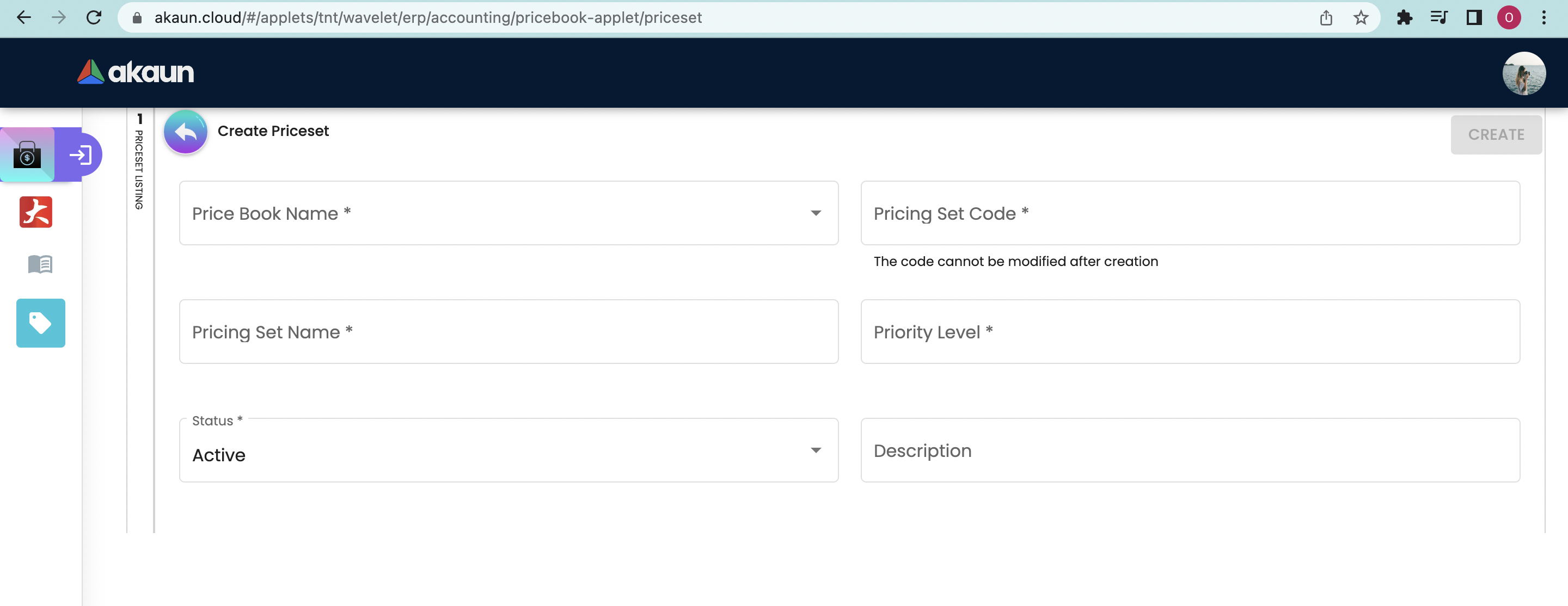 Create Price Set