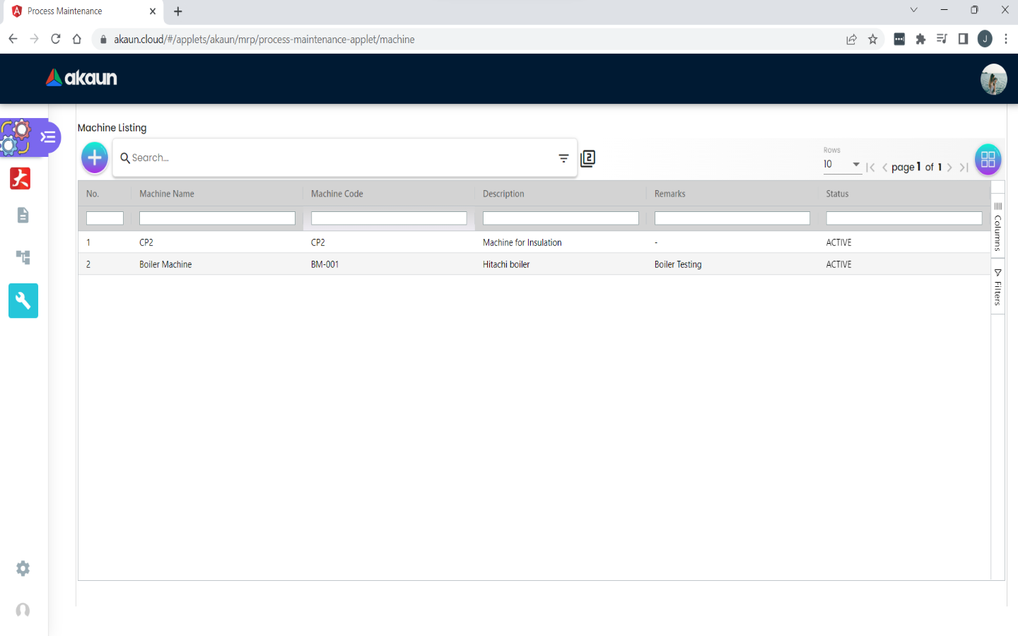 Machine Listing
