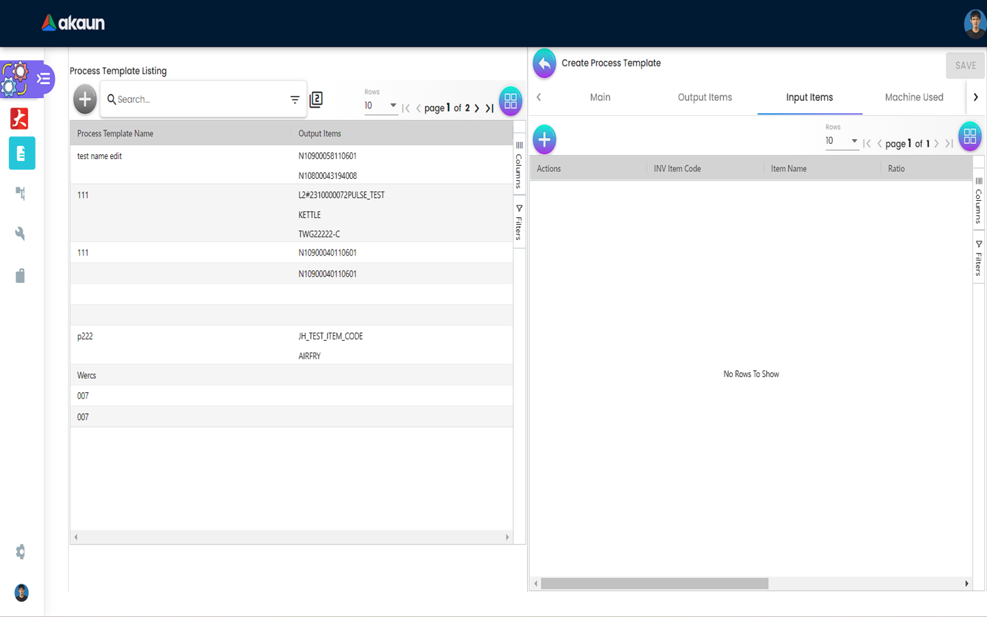 Input Listing