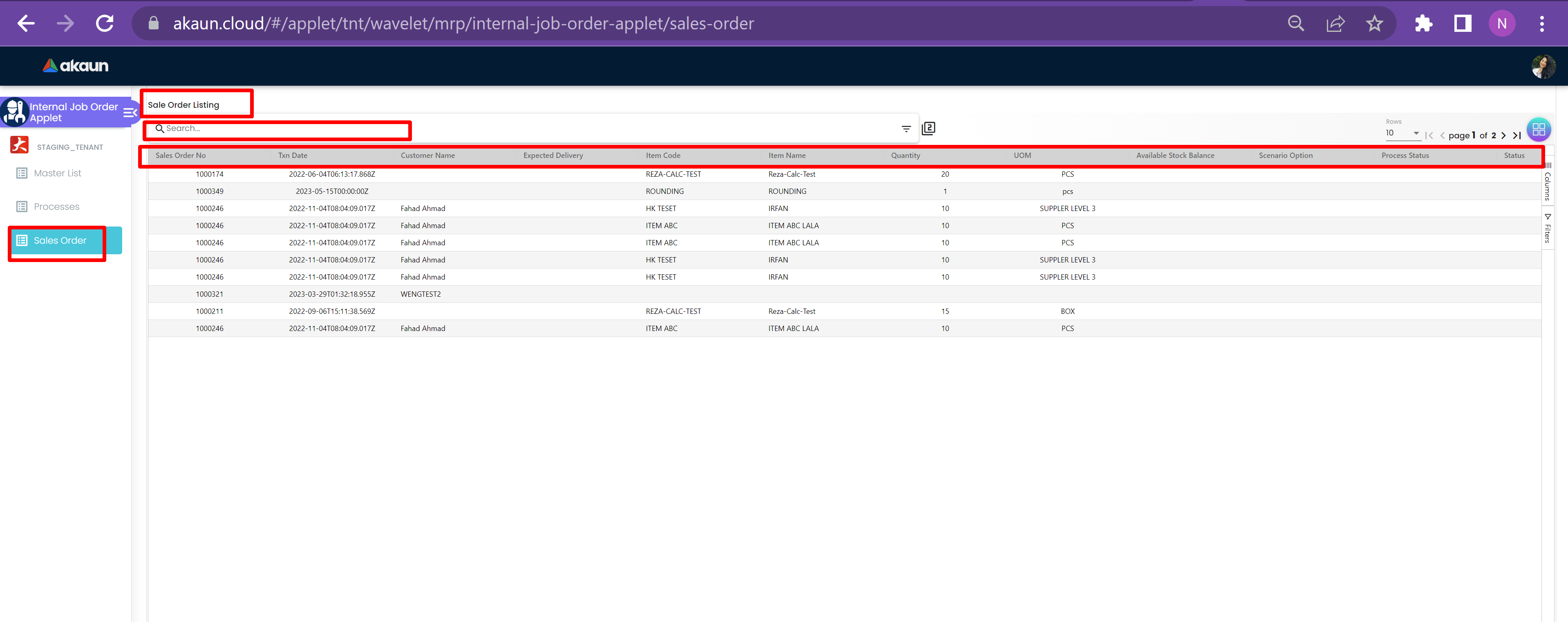 SalesOrderListing