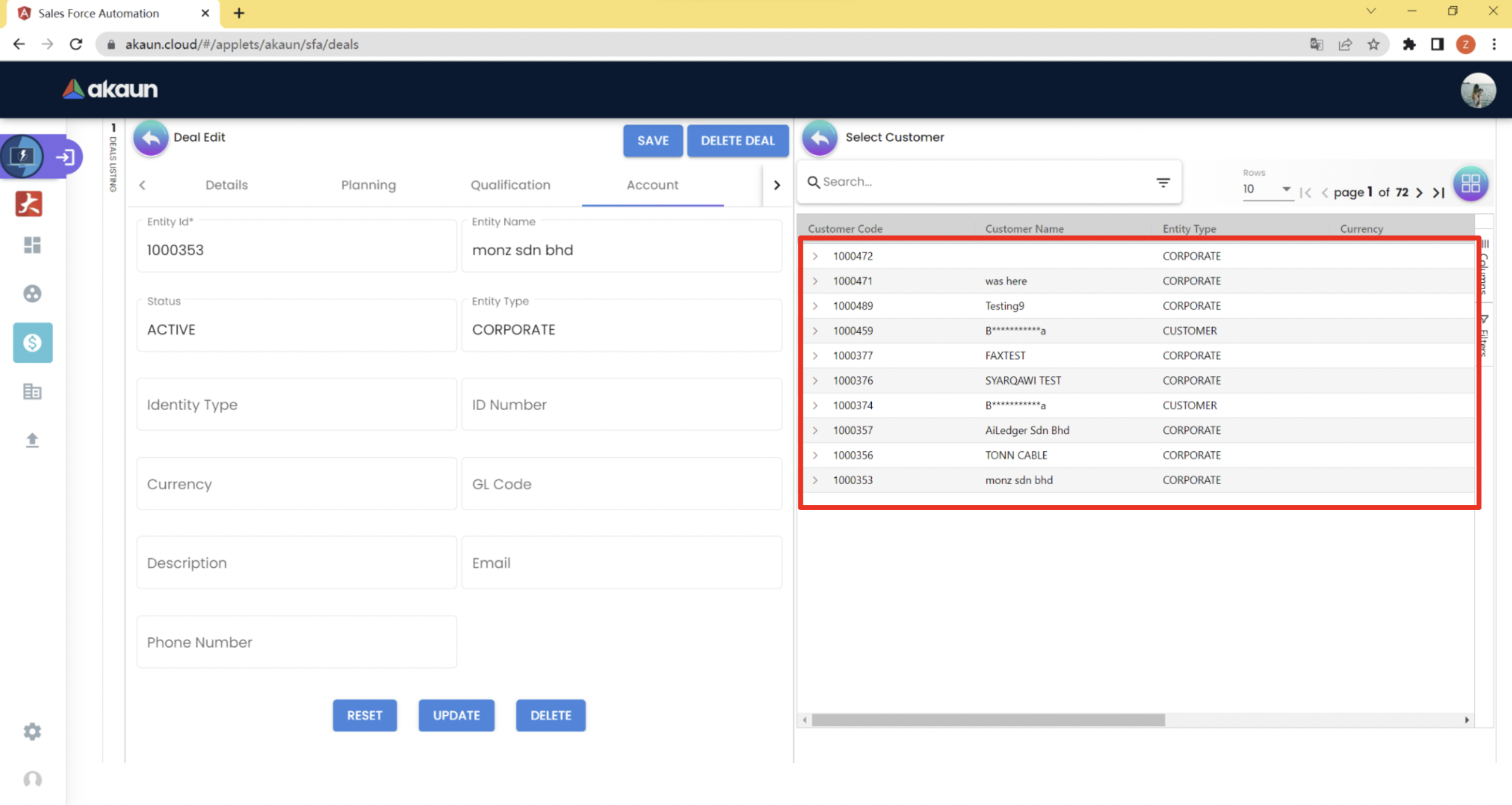 Account Table