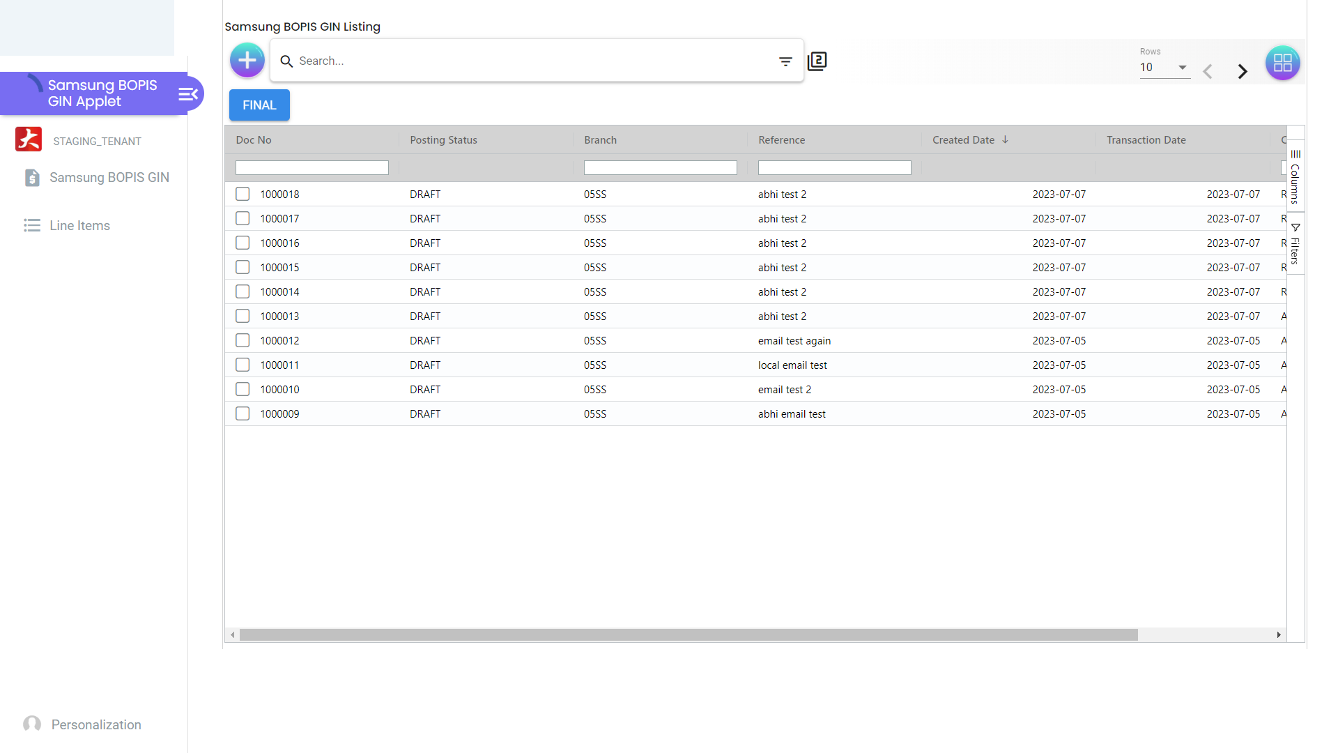 Samsung BOPIS GIN Listing