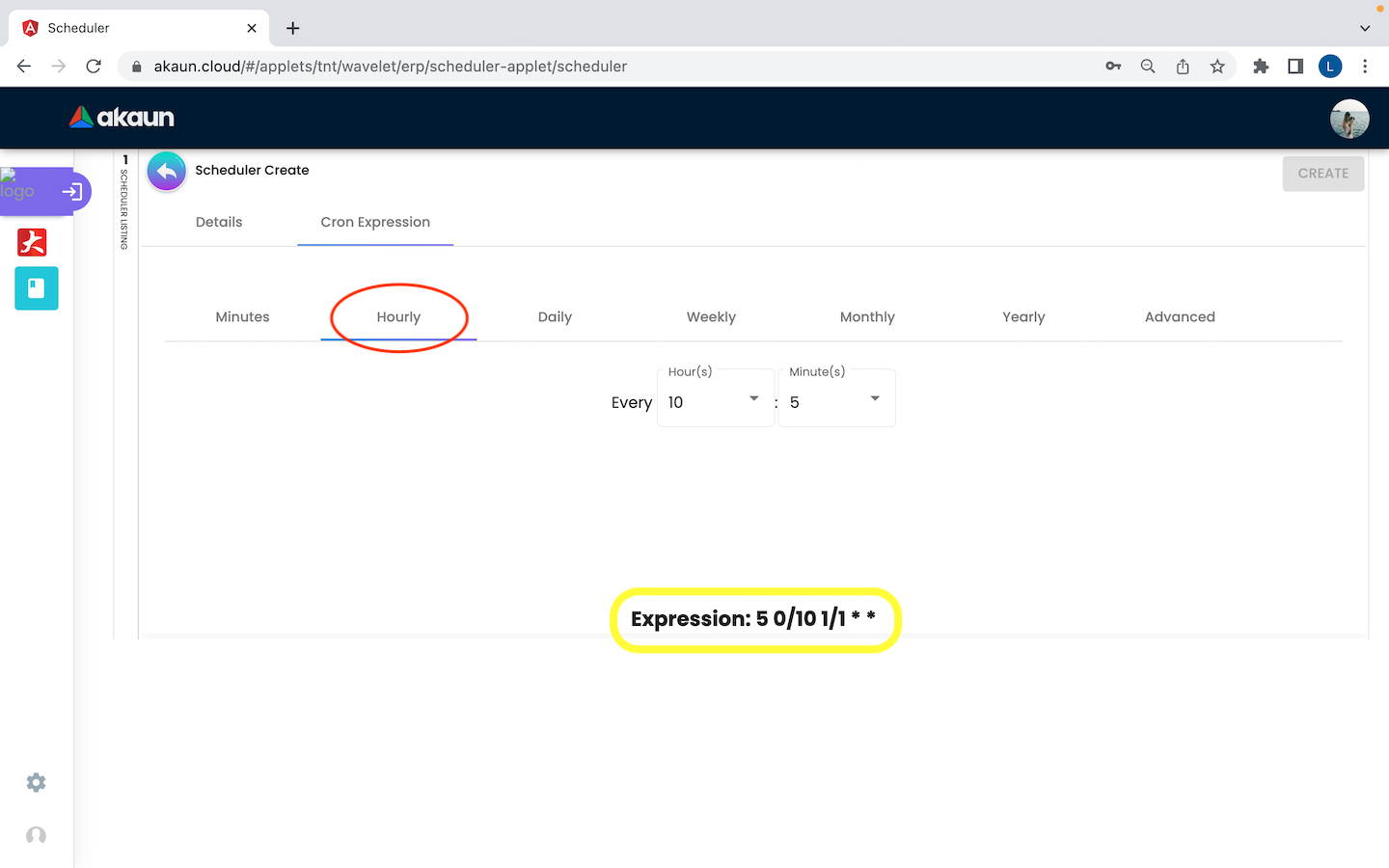 CreateScheduler CronExpression Hourly