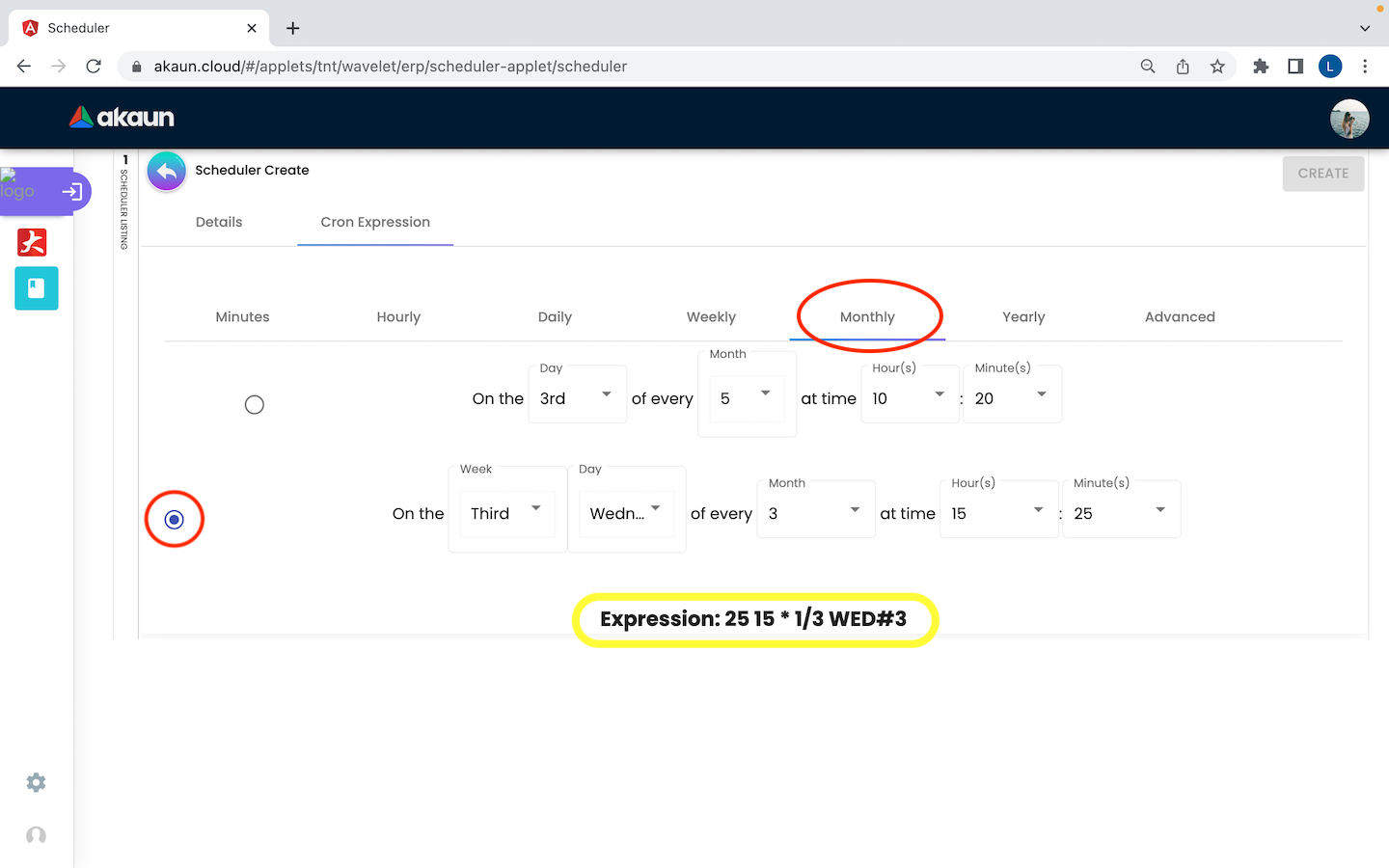 CreateScheduler CronExpression Monthly 2