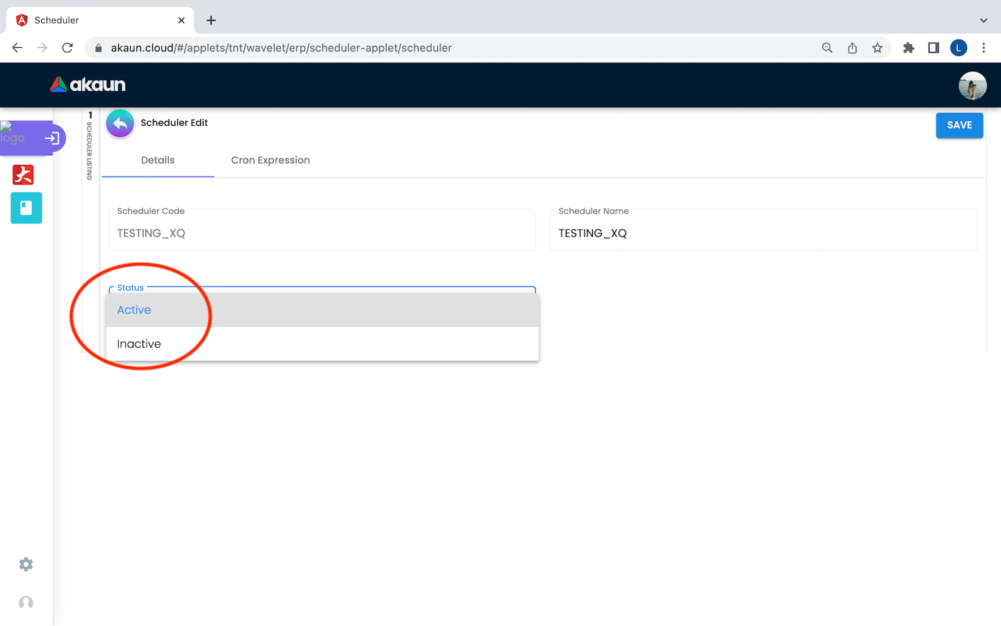 EditScheduler StatusField