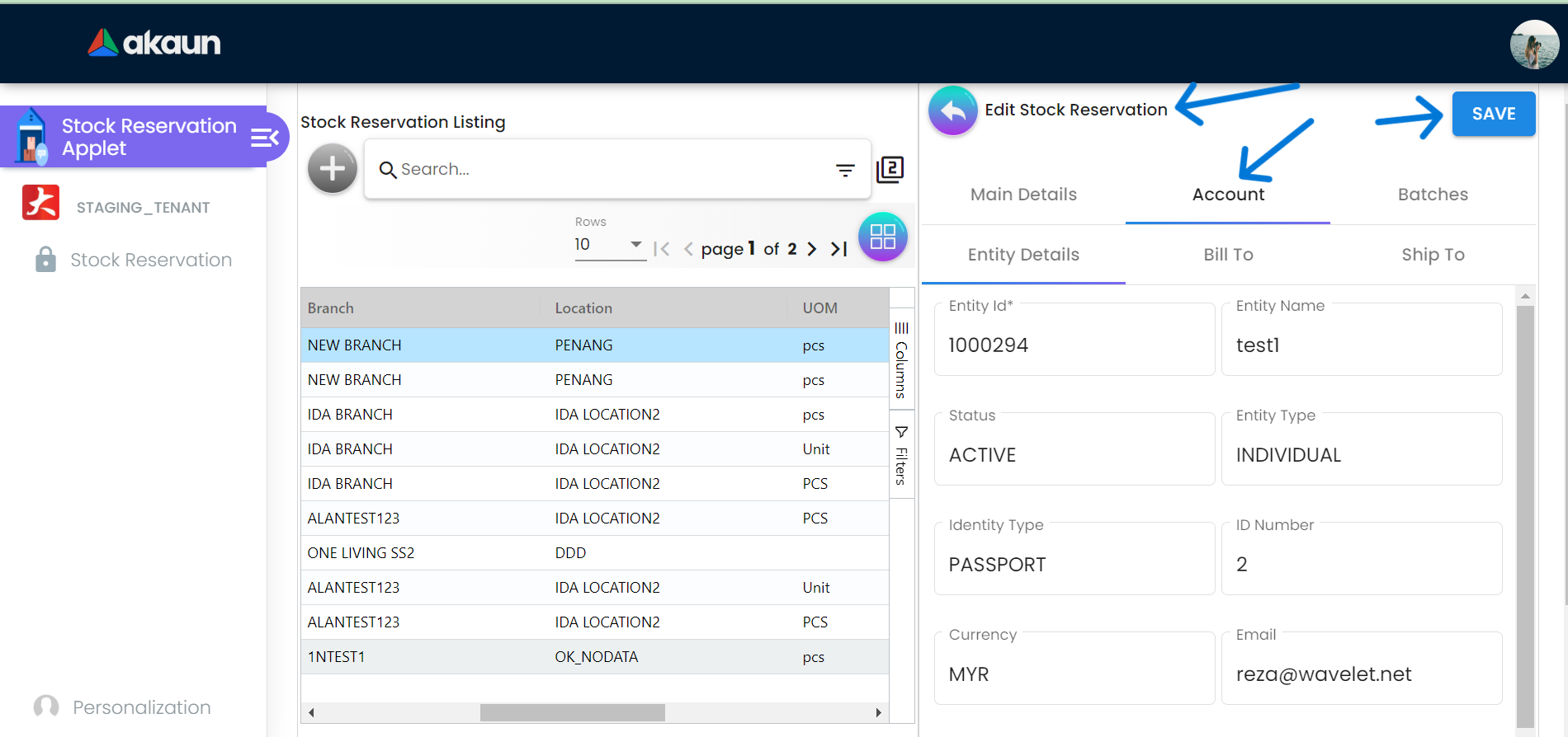 Edit Stock Reservation Account