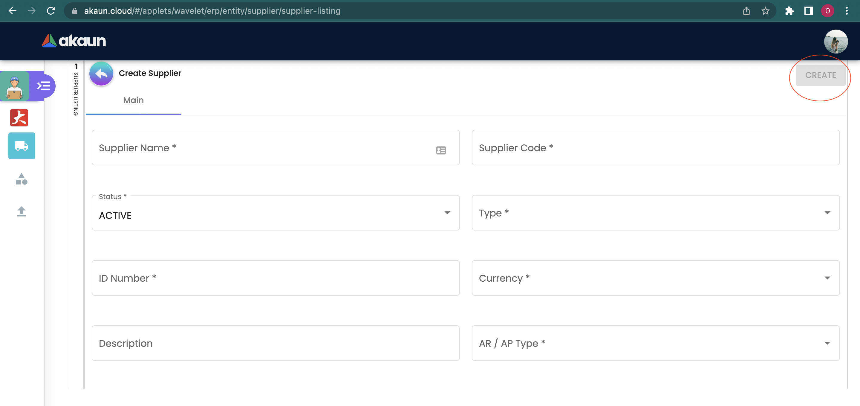 Create Supplier